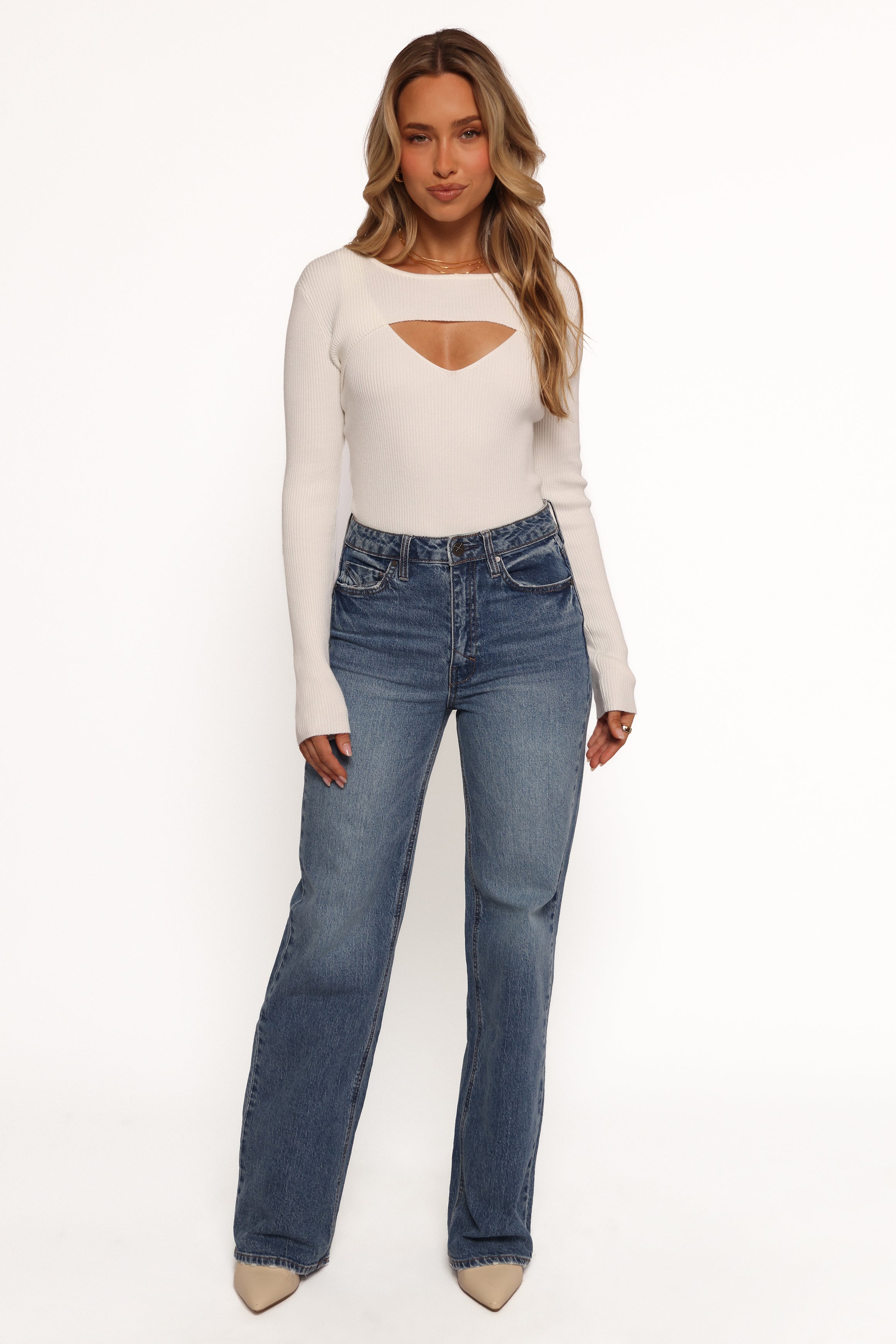 Jupiter Long Sleeve Knit Top - Off White