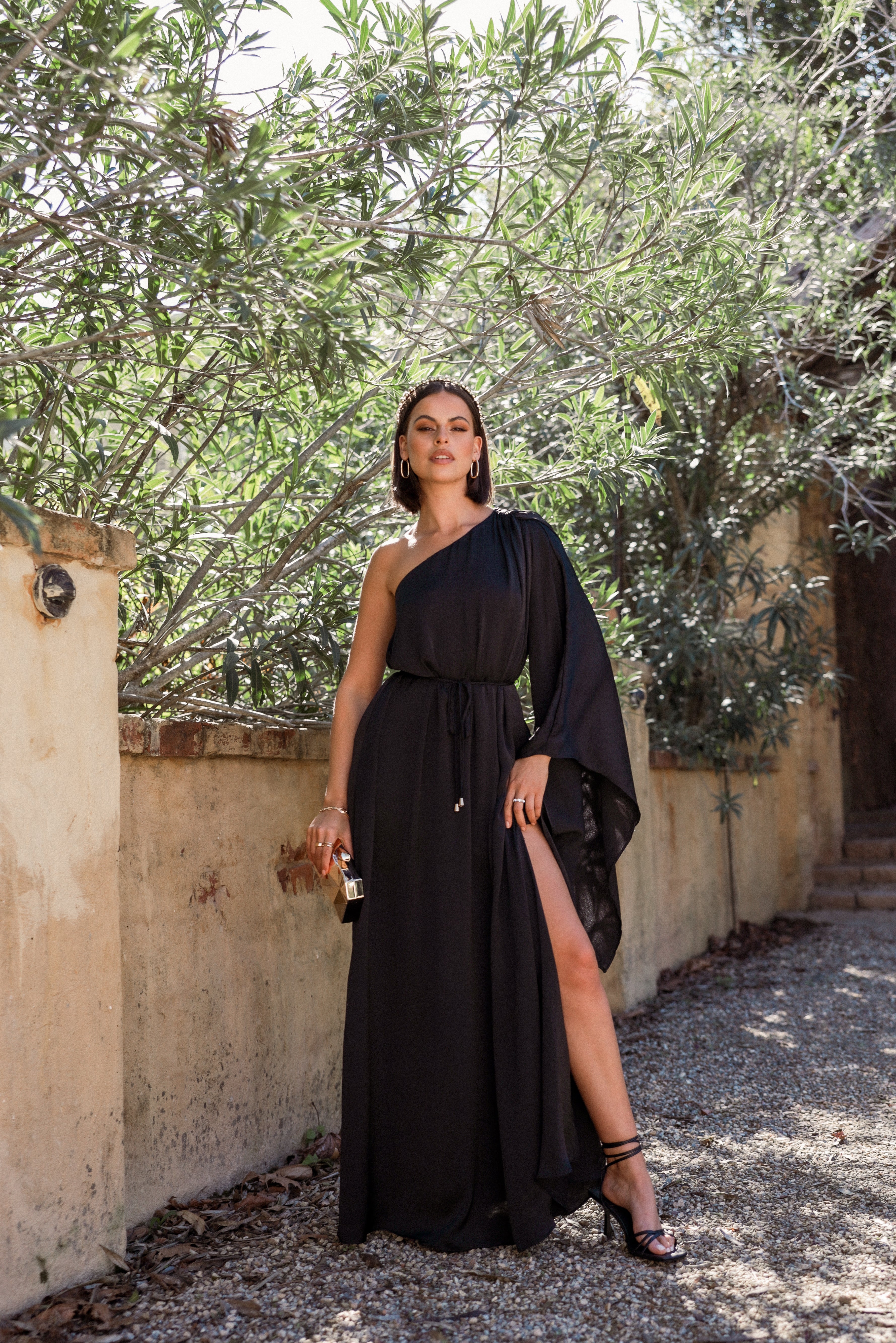 Matilda One Shoulder Maxi Dress - Black