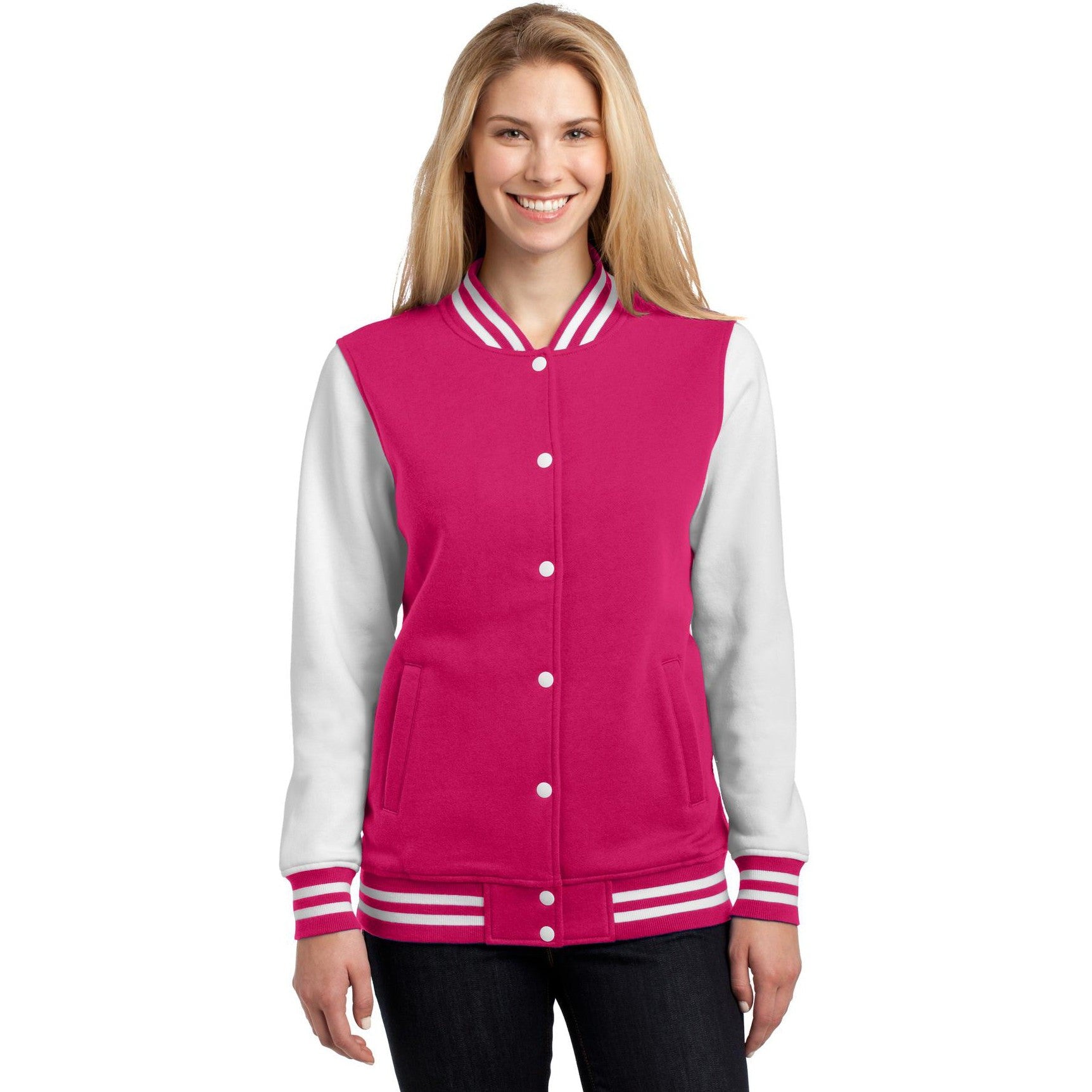 CLOSEOUT - Sport-Tek Ladies Fleece Letterman Jacket