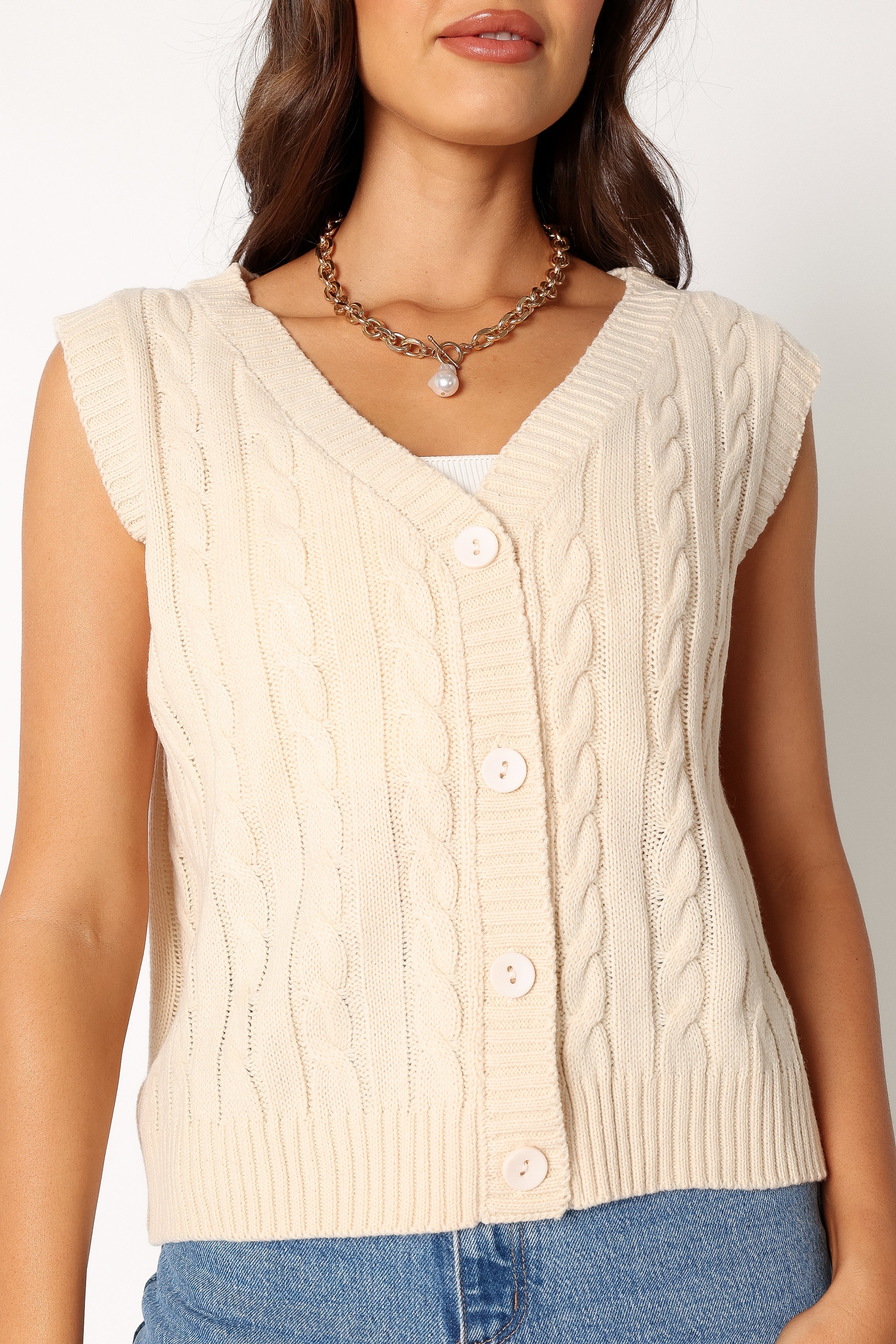 Kyle Knit Vest - Cream