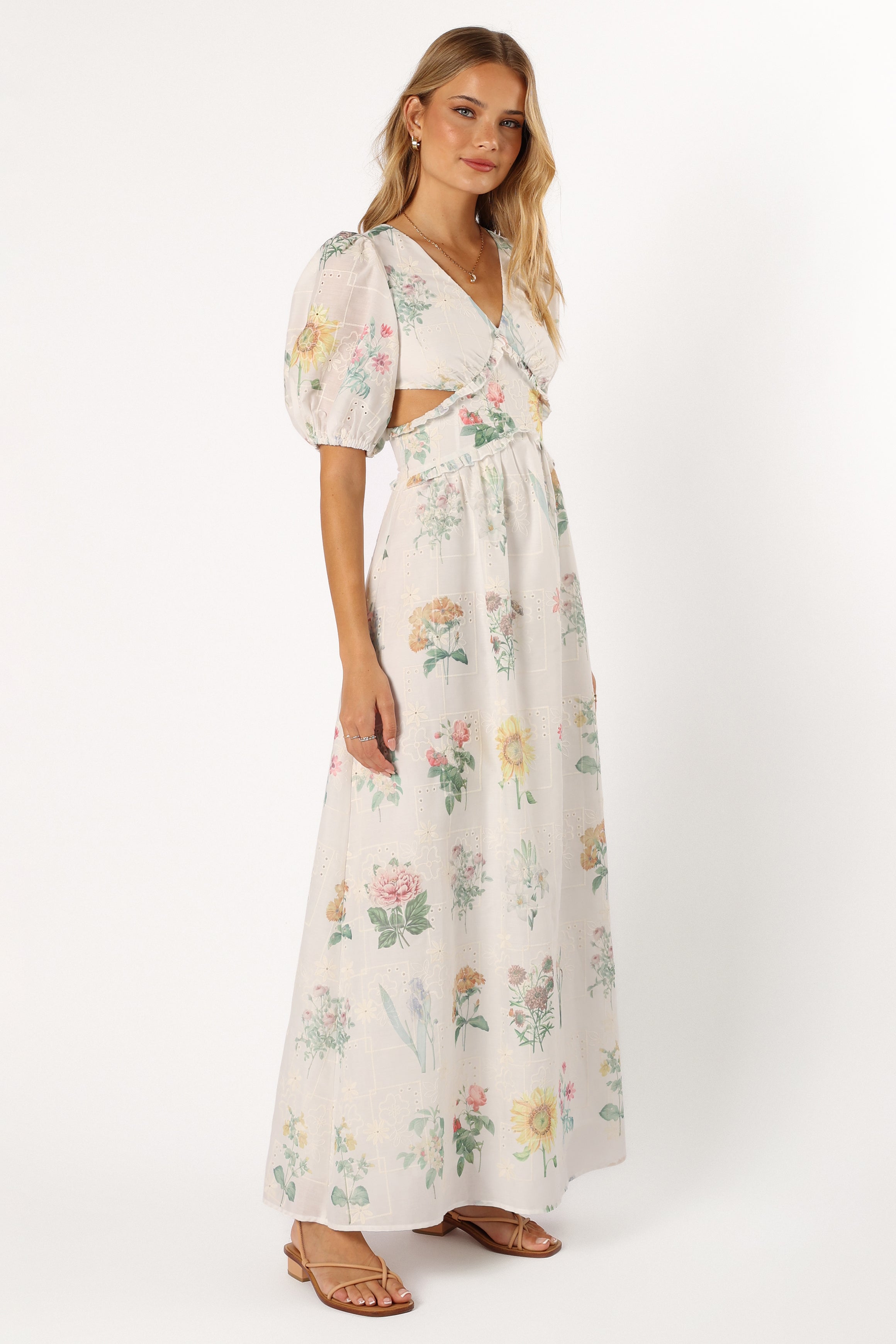 Jemima Puff Shoulder Maxi Dress - Floral