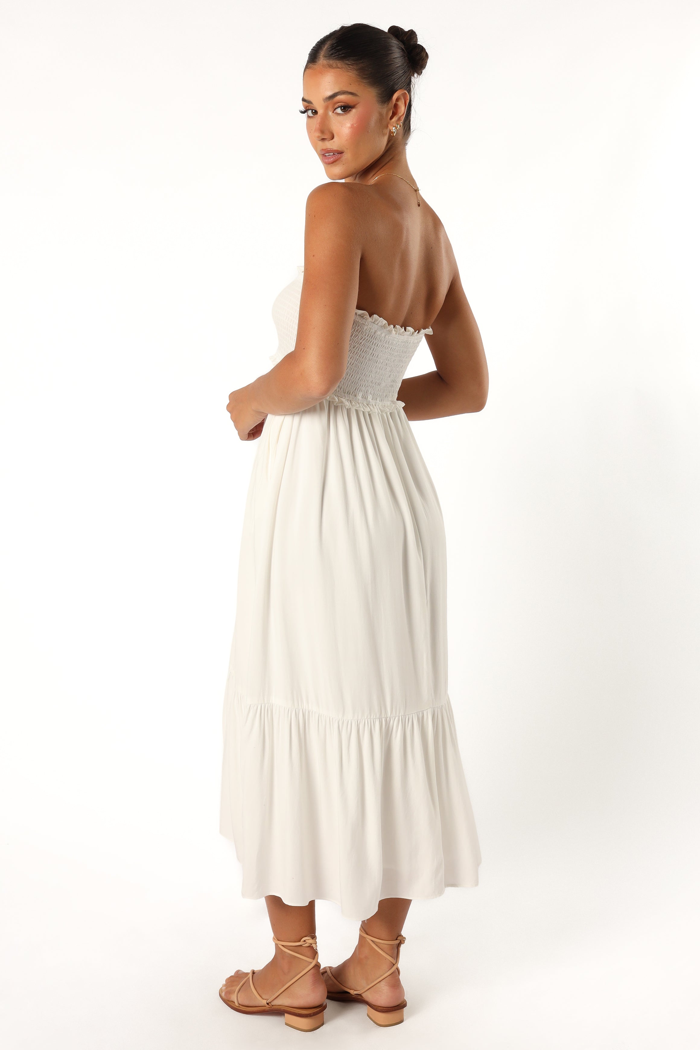 Dayton Strapless Midi Dress - White