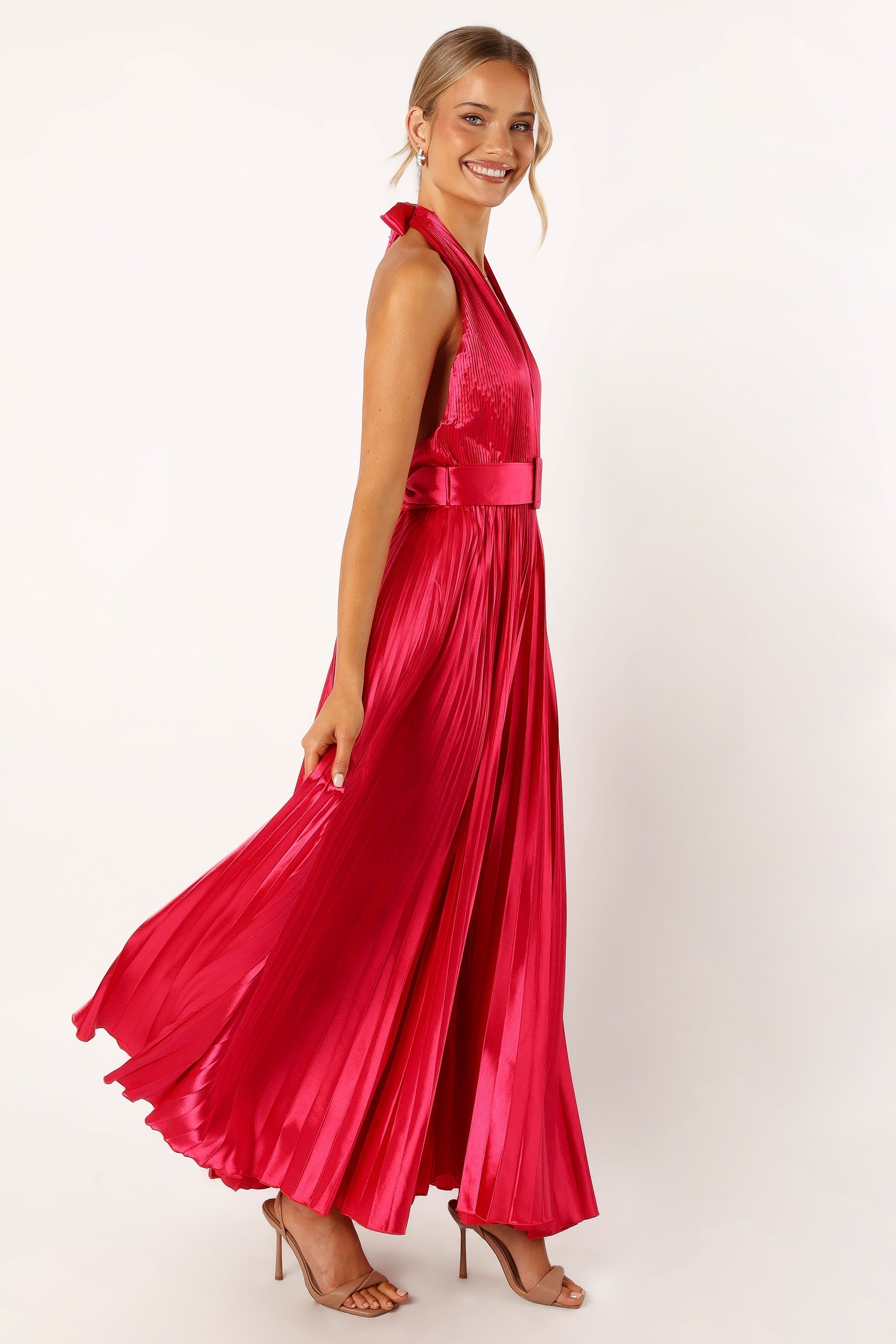 Greta Halterneck Maxi Dress - Magenta