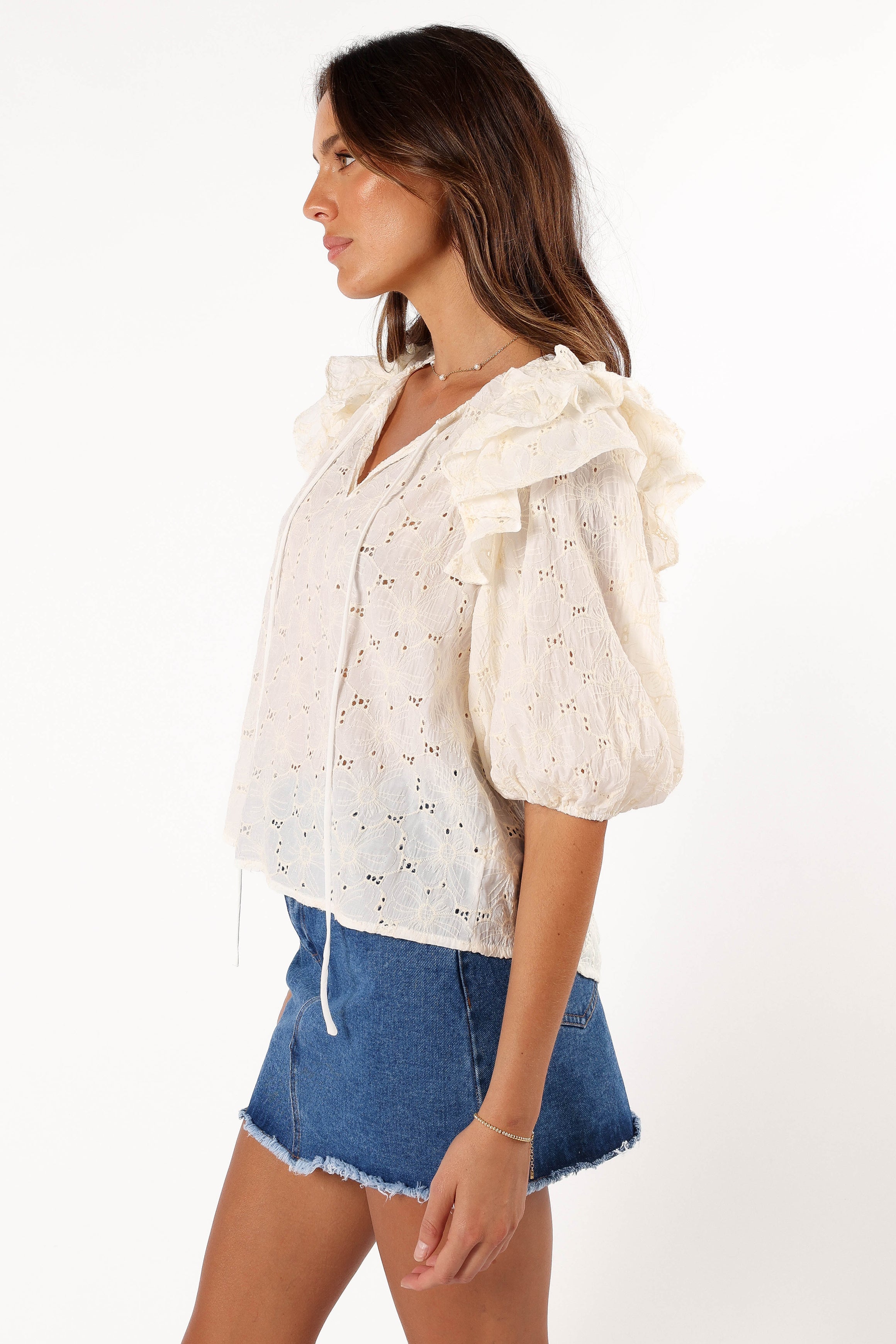 Iris Ruffled Top - Cream