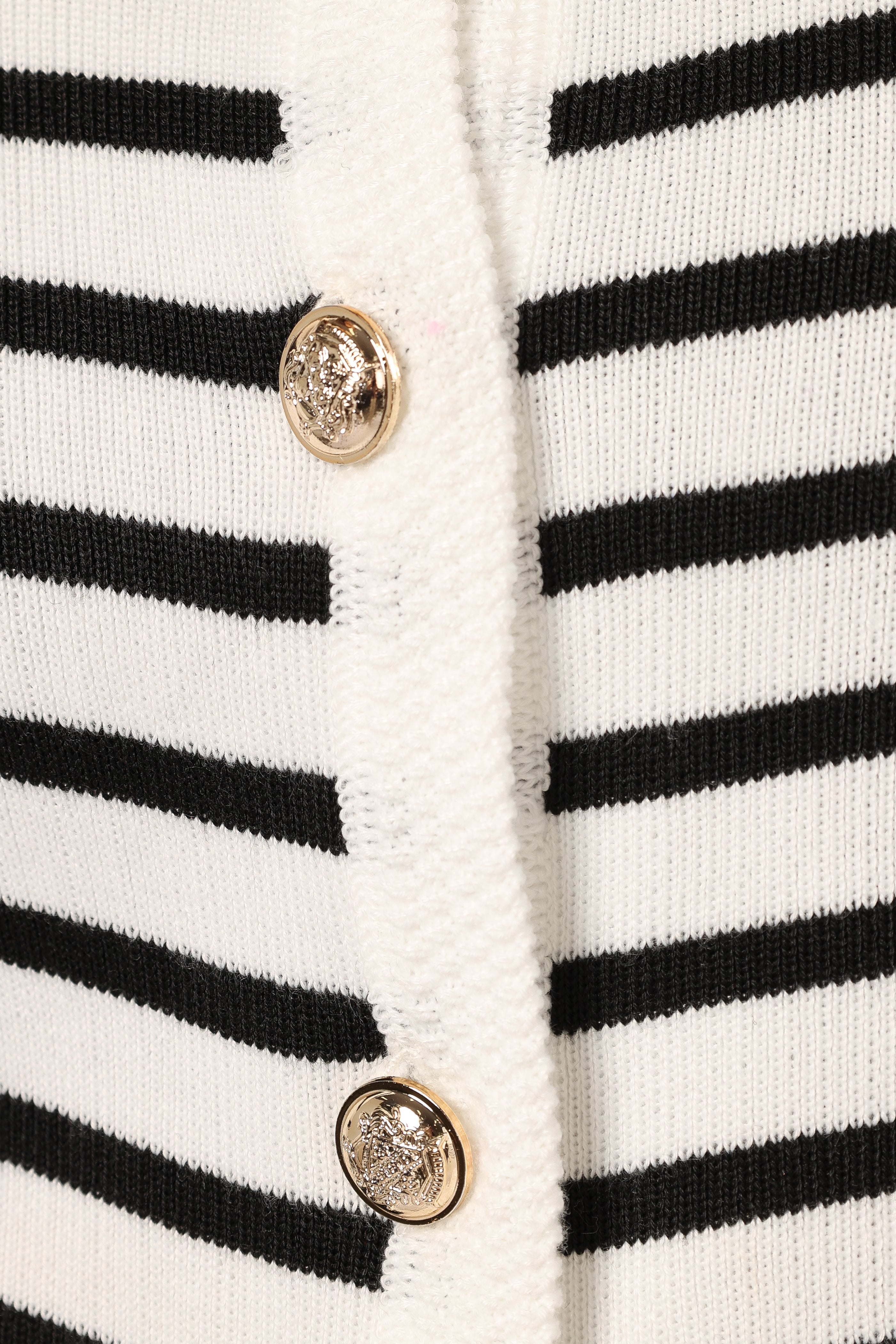 Cynthia Striped Button Front Cardigan - Black/Cream