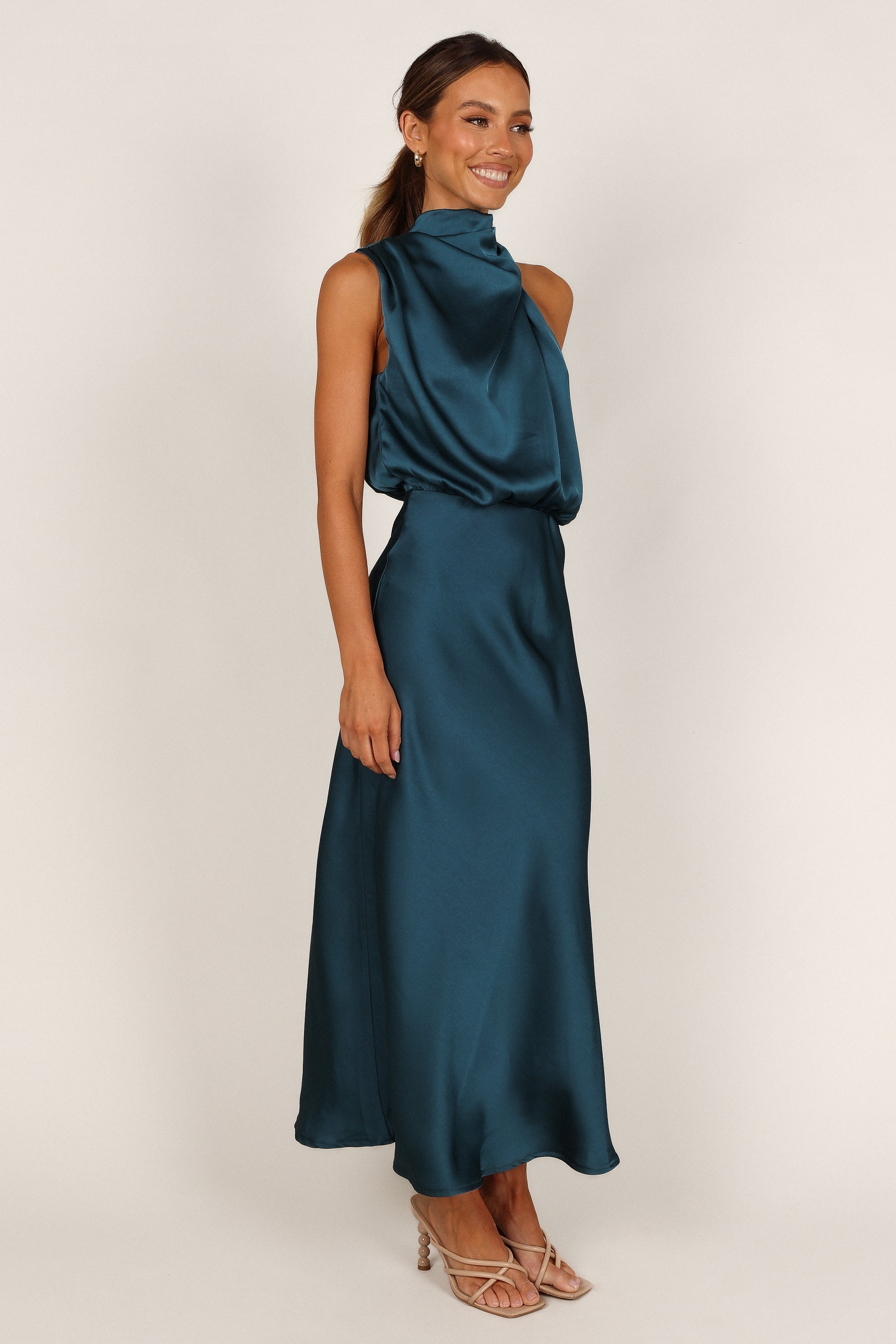 Anabelle Halter Neck Midi Dress - Teal