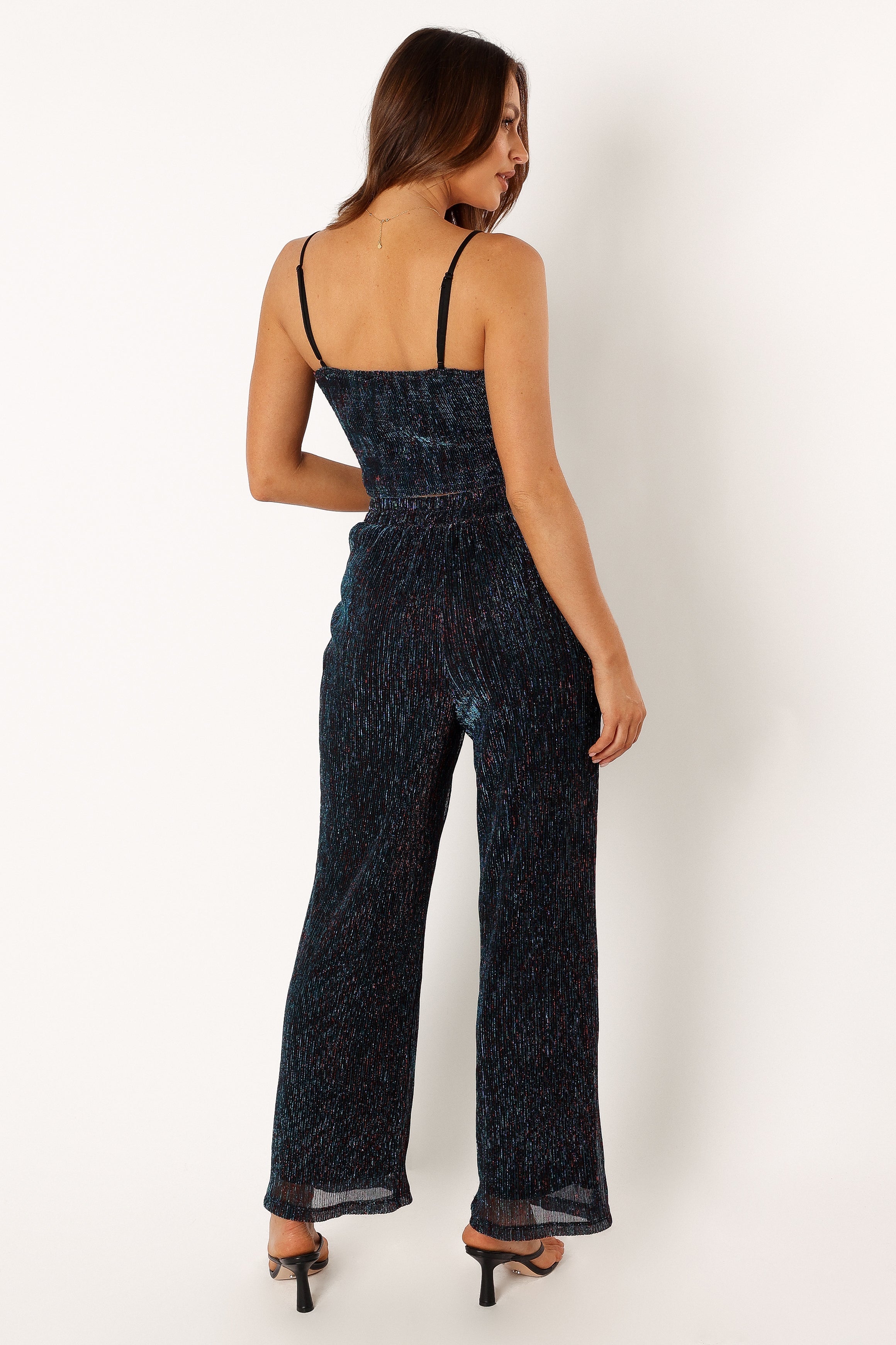 Sonja Wide Leg Pant - Black Teal