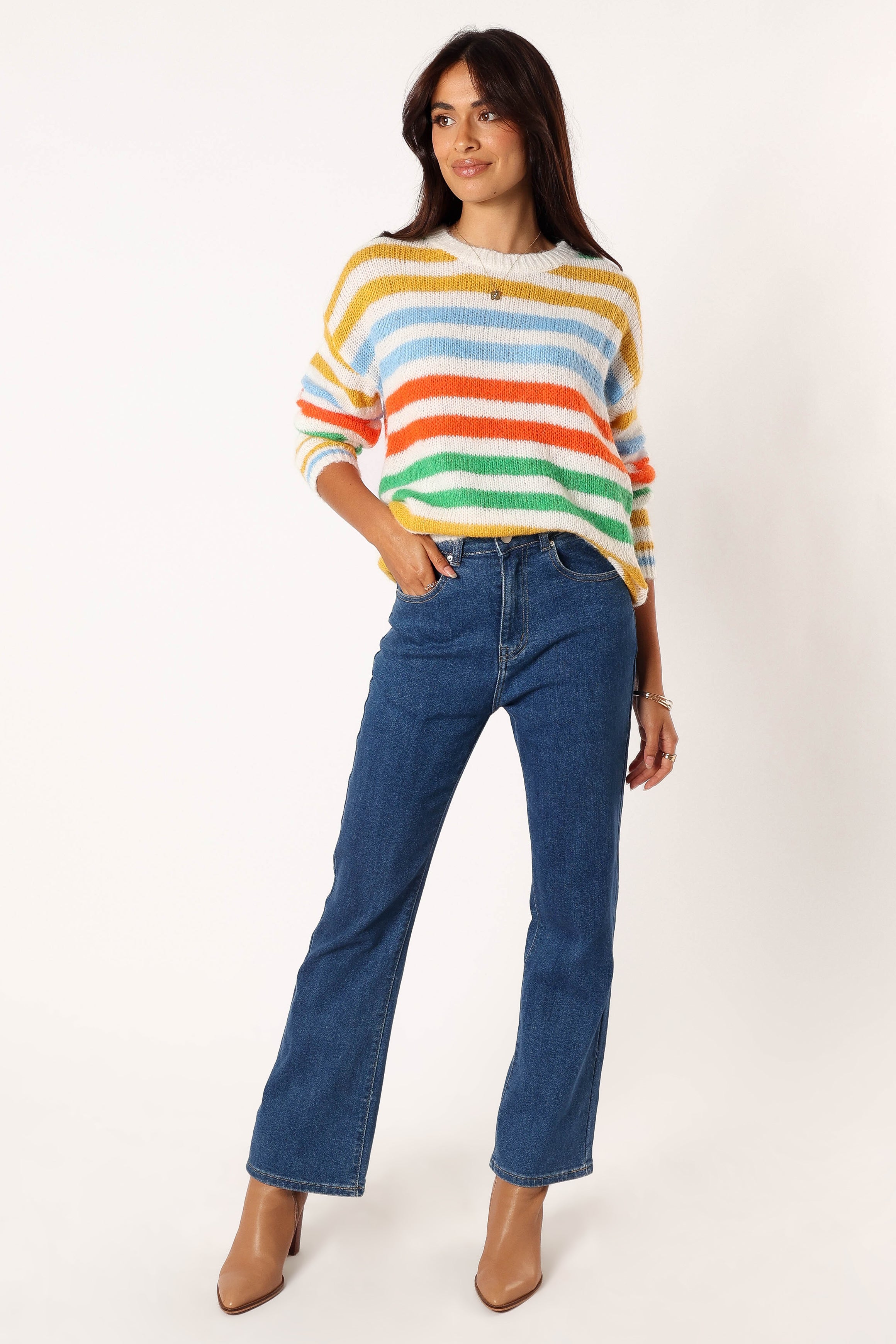 Sasha Multi Stripe Crewneck Knit Sweater - Multi