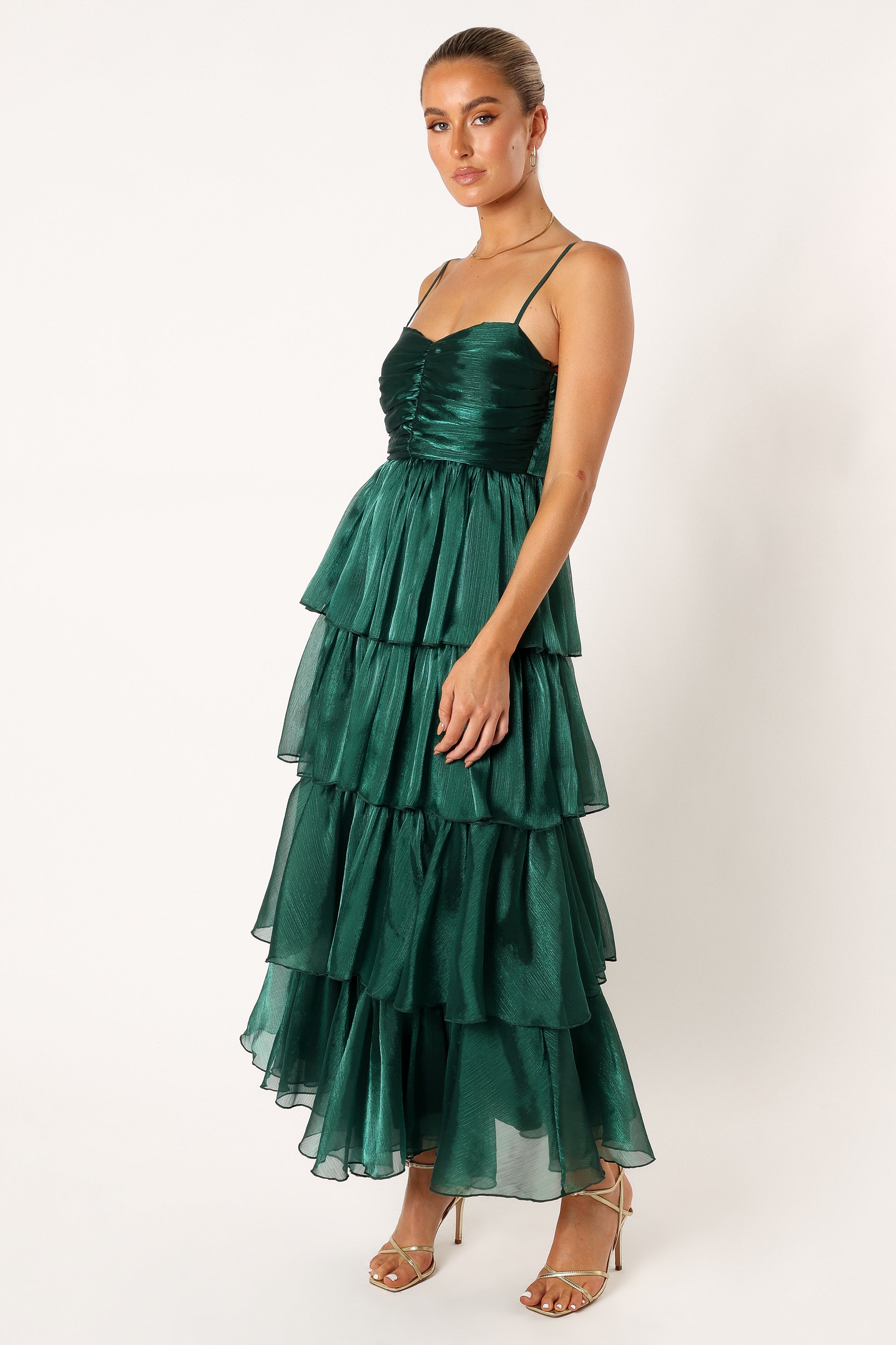 Jace Tiered Maxi Dress - Shimmer Emerald