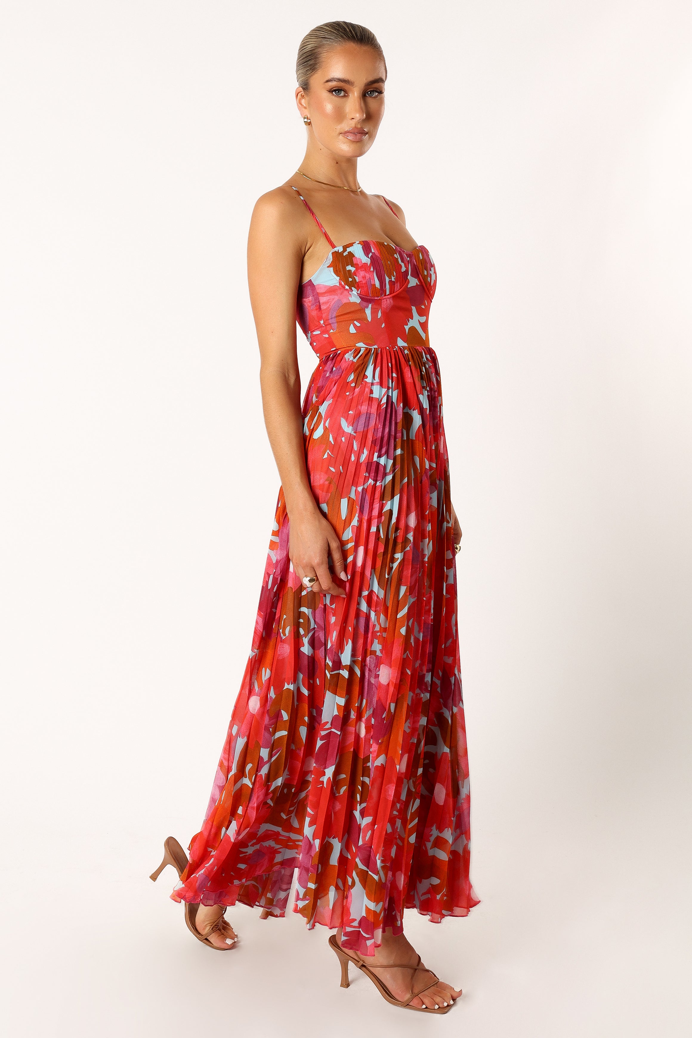 Achanti Pleated Maxi Dress - Pink Azalea