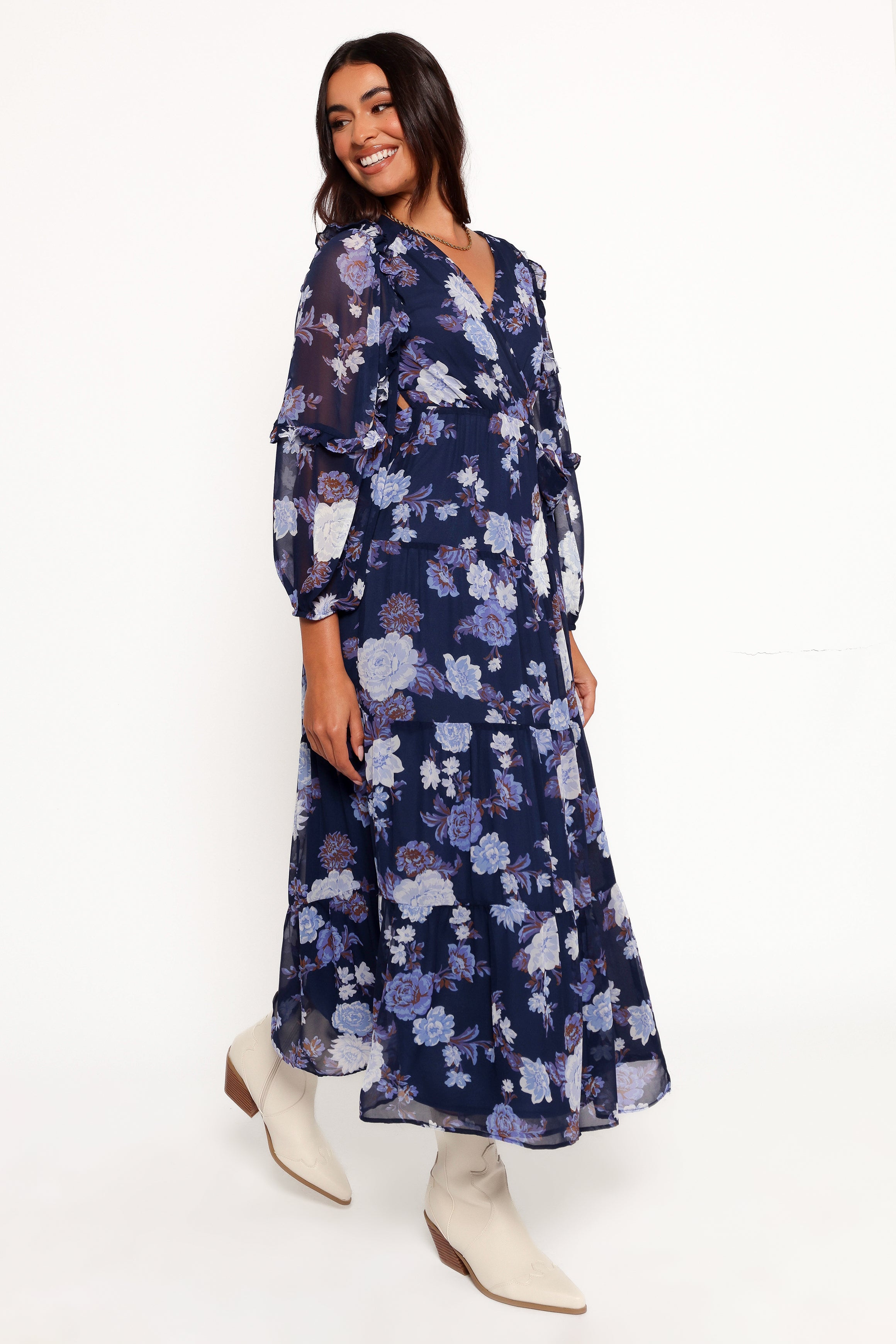 Korina Long Sleeve Maxi Dress - Vintage Blues