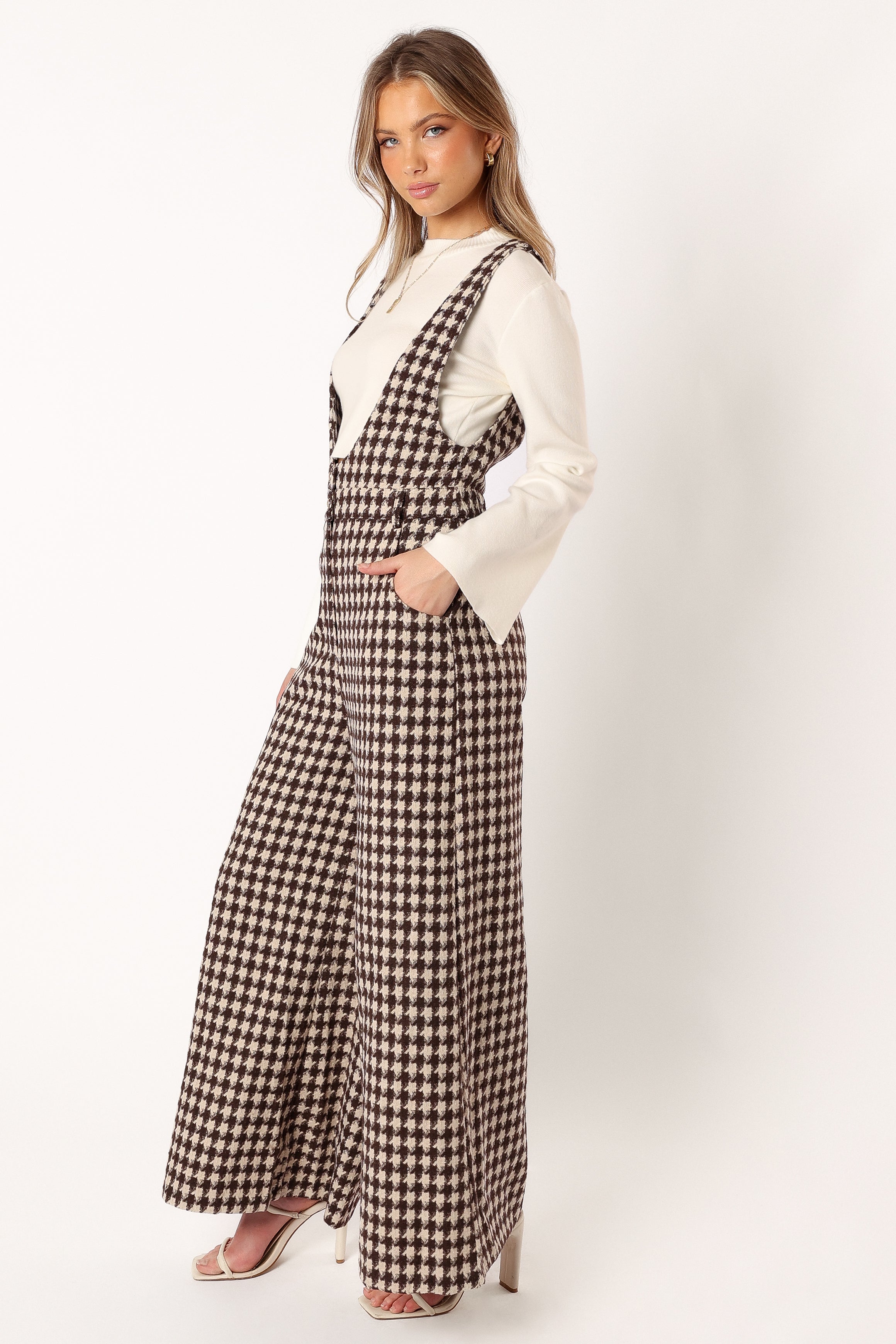 Jackson Jumpsuit - Tan Houndstooth