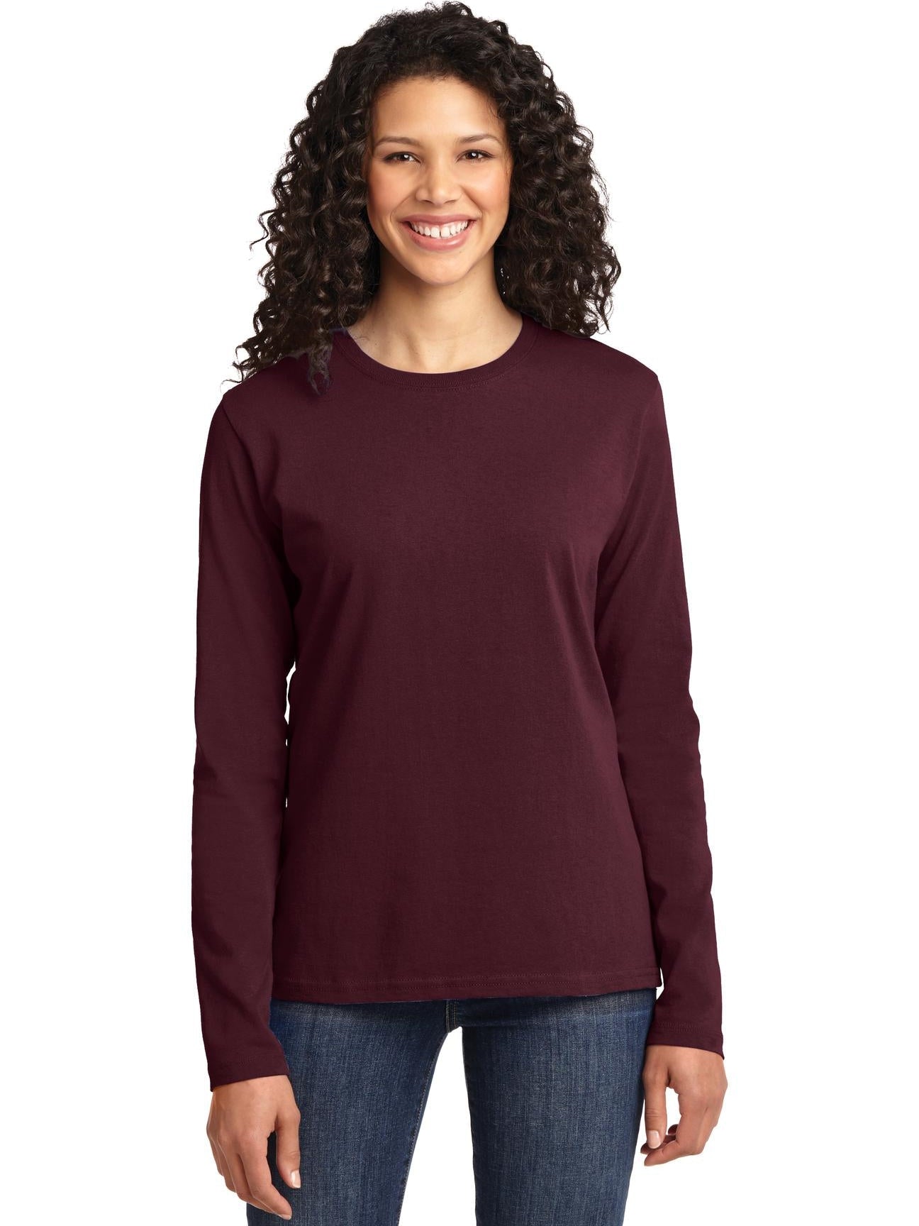 OUTLET-Port & Company Ladies Long Sleeve Cotton T-Shirt