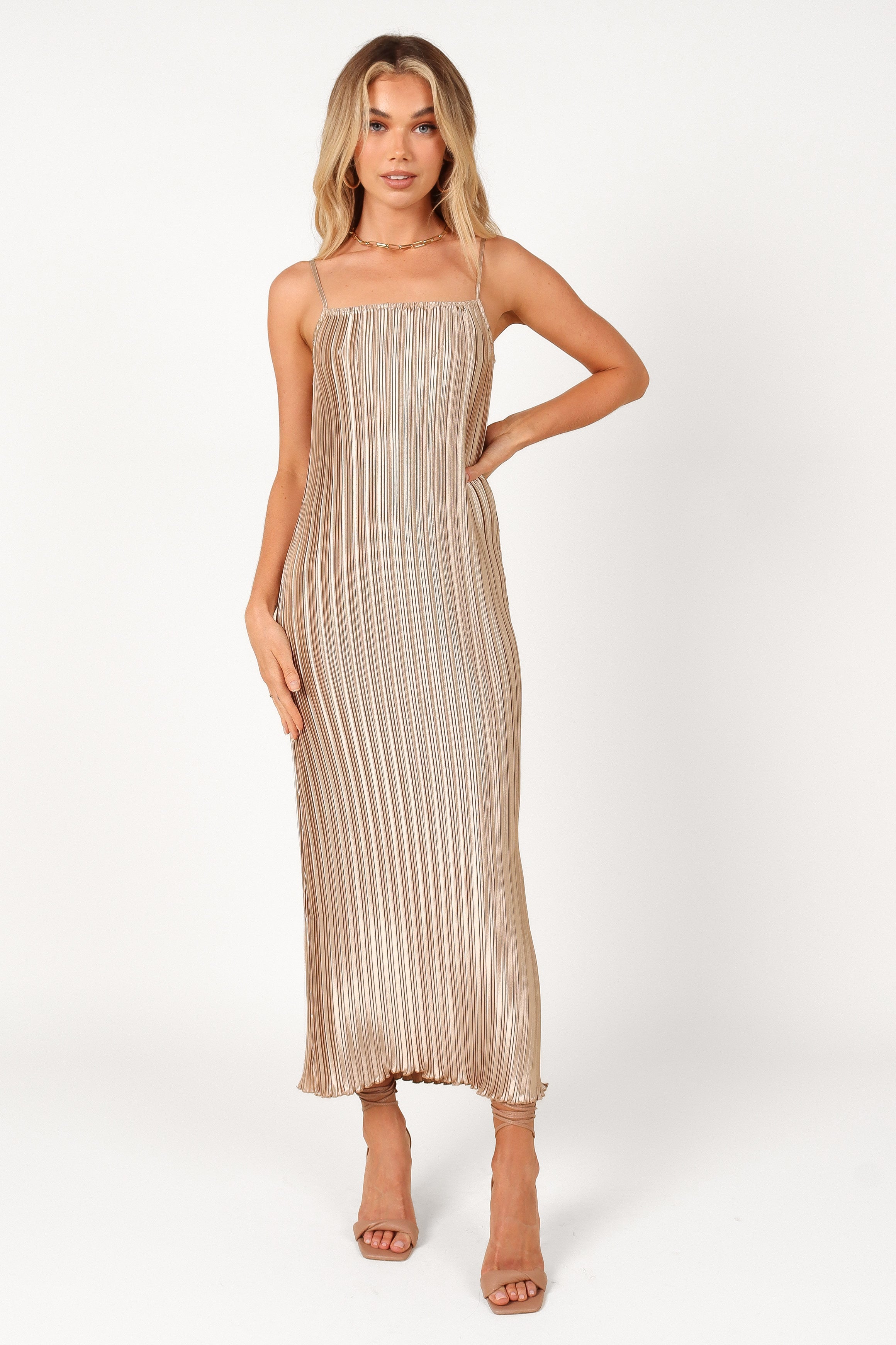 Liza Pleated Maxi Dress - Gold