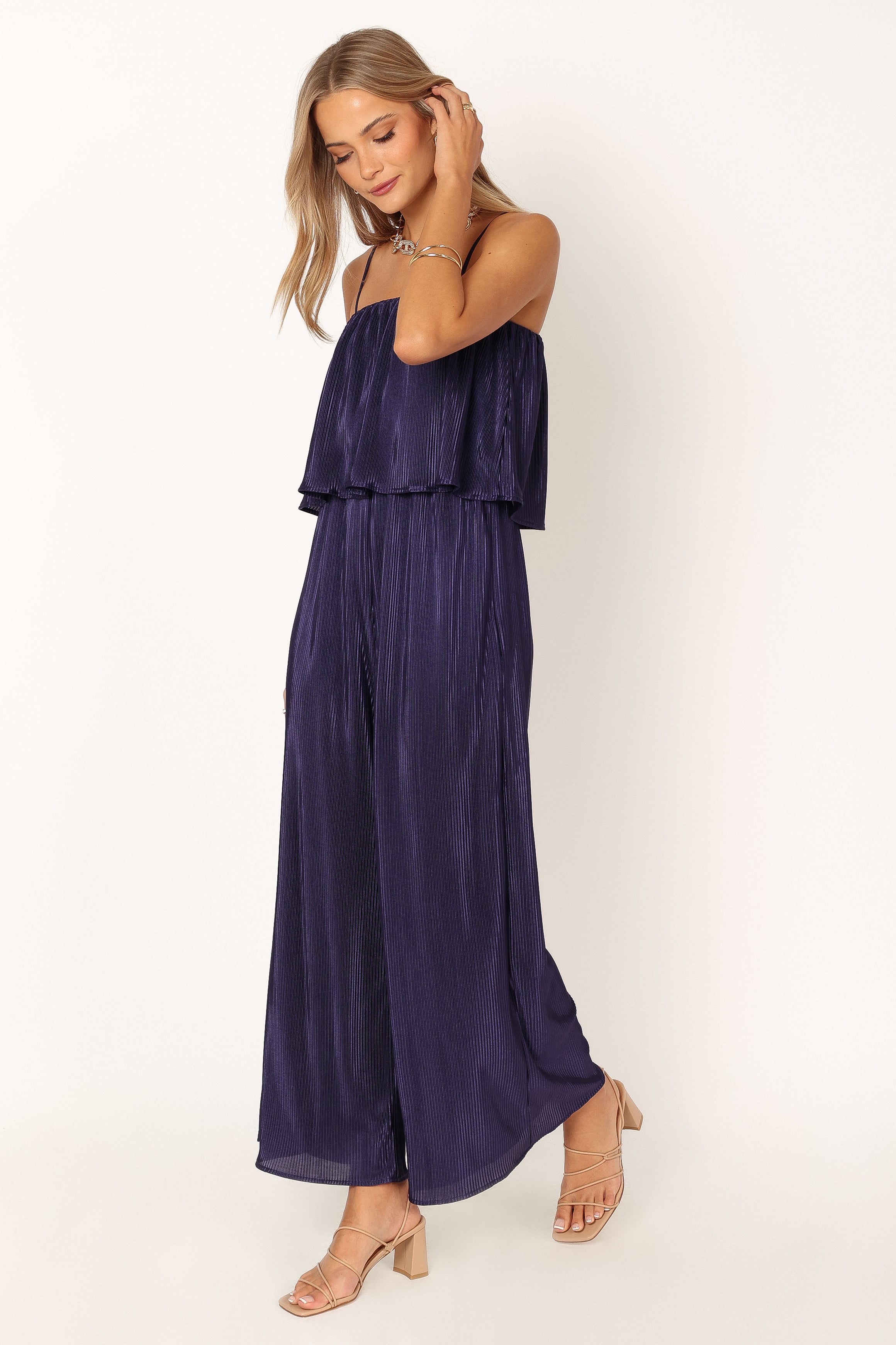 Jillian Plisse Jumpsuit - Navy