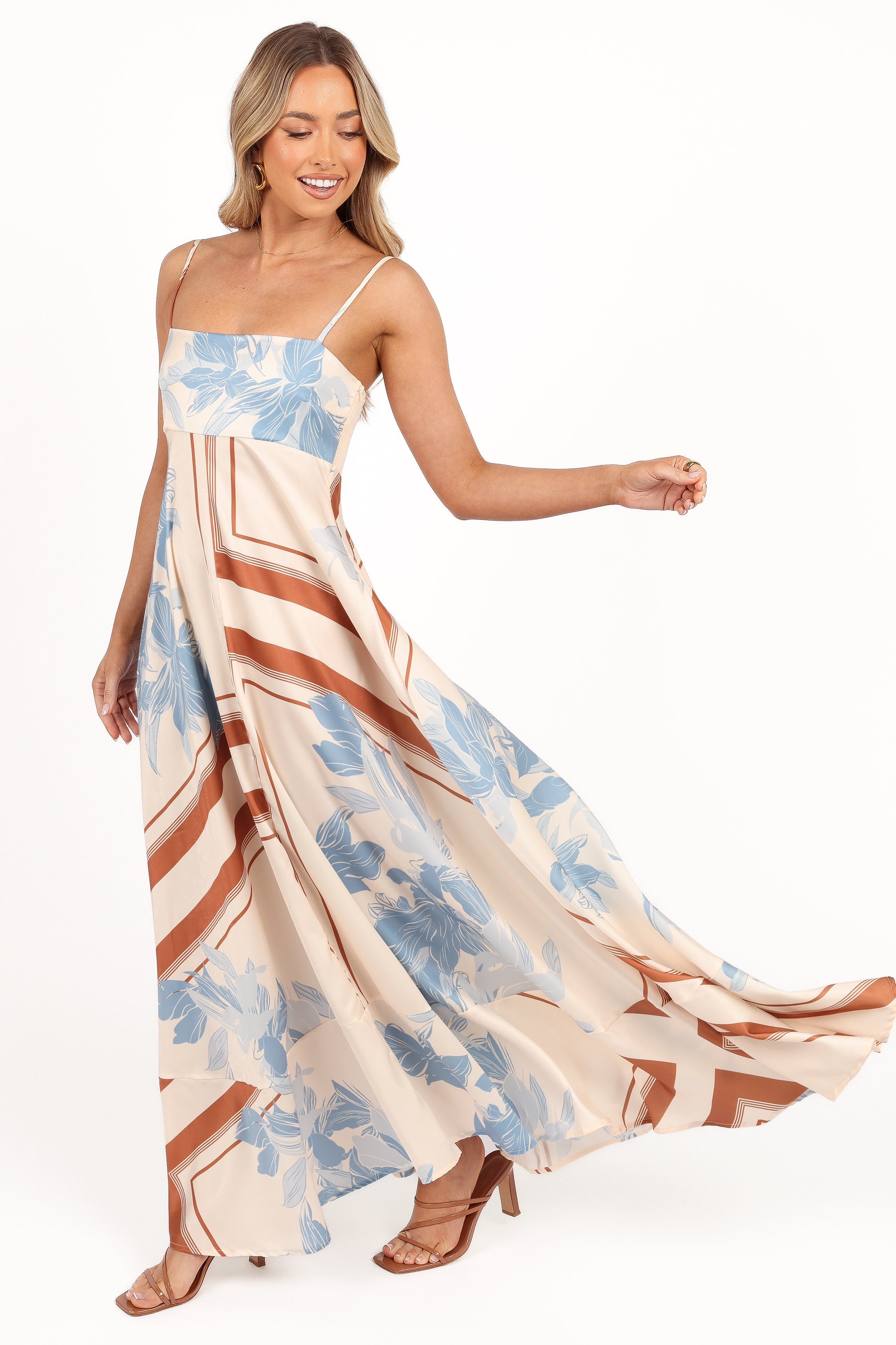 Elanor Maxi Dress - Pale Blue Print