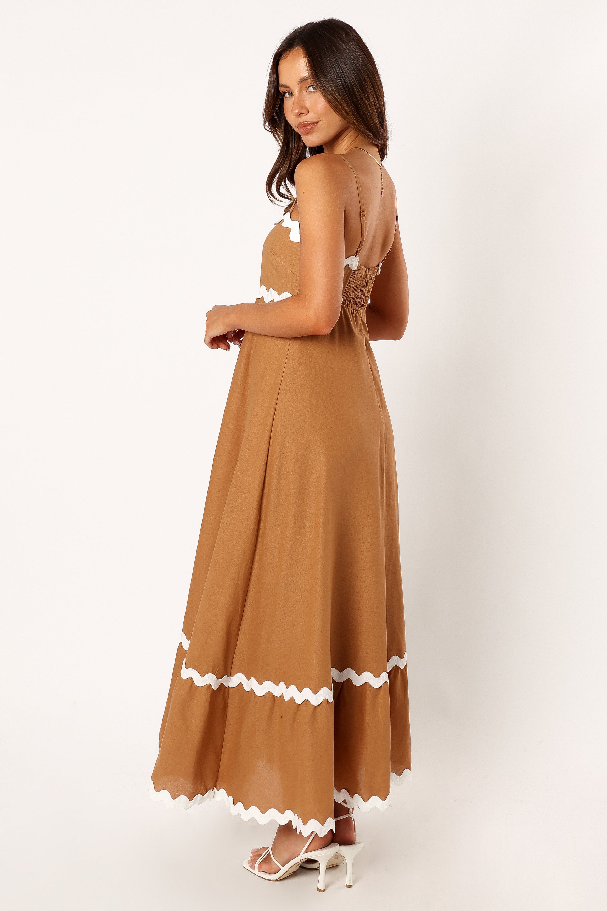 Yana Maxi Dress - Tan White