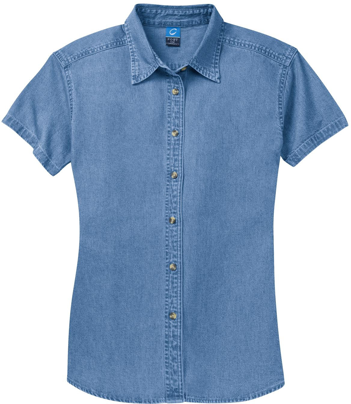 OUTLET-Port & Company Ladies Short Sleeve Value Denim Shirt