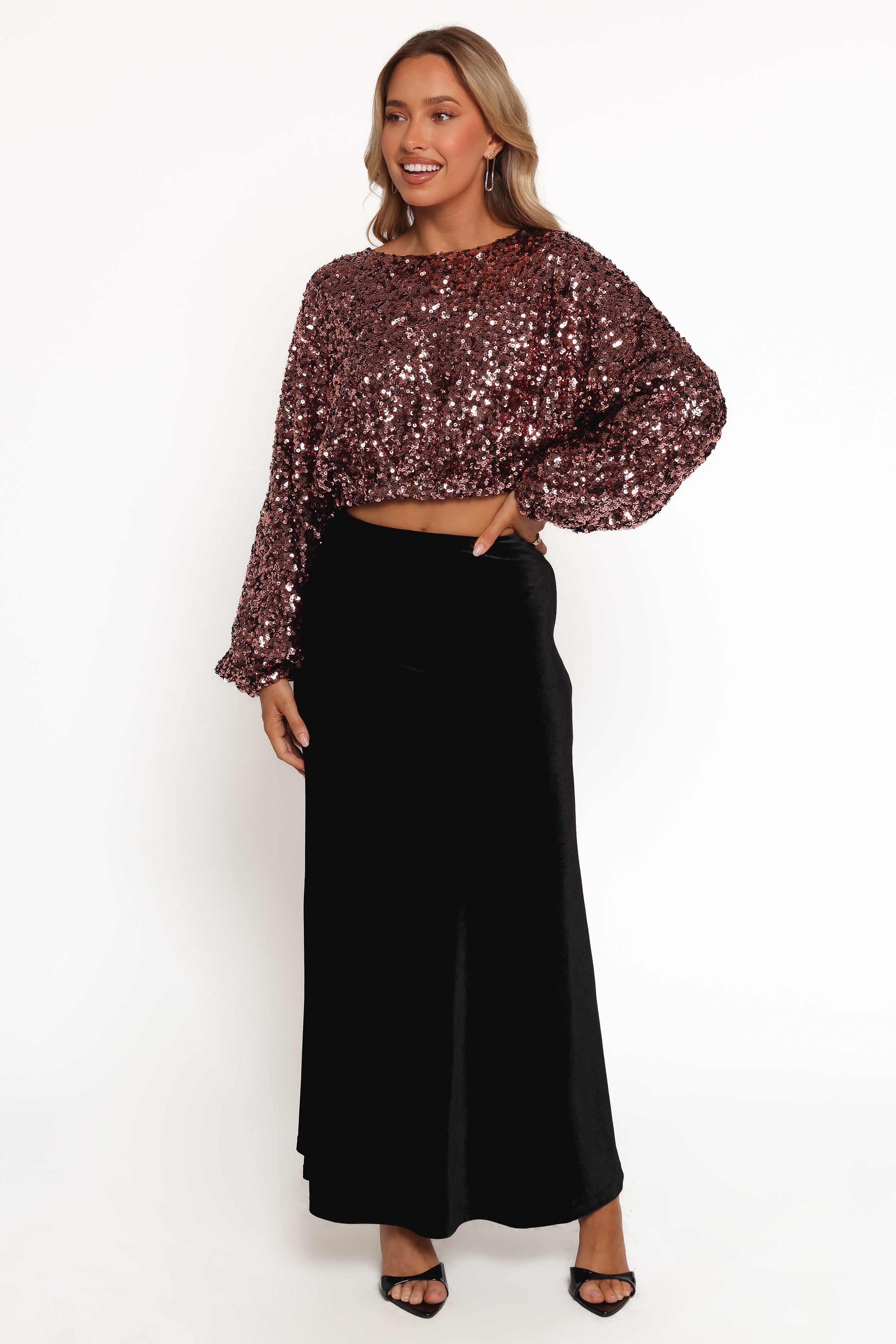 Adelina Sequin Top - Black Rose