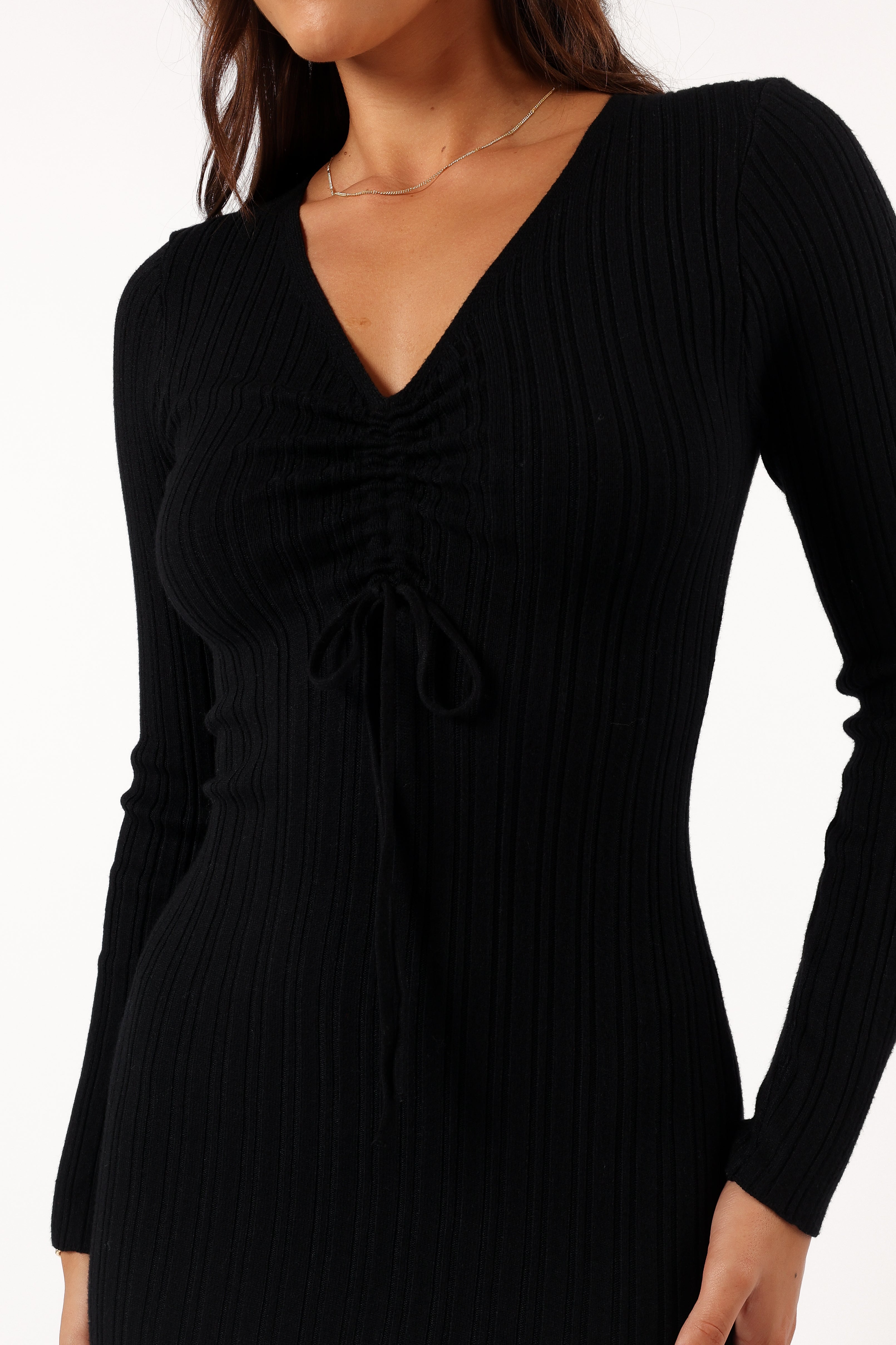 Irene Long Sleeve Midi Dress - Black