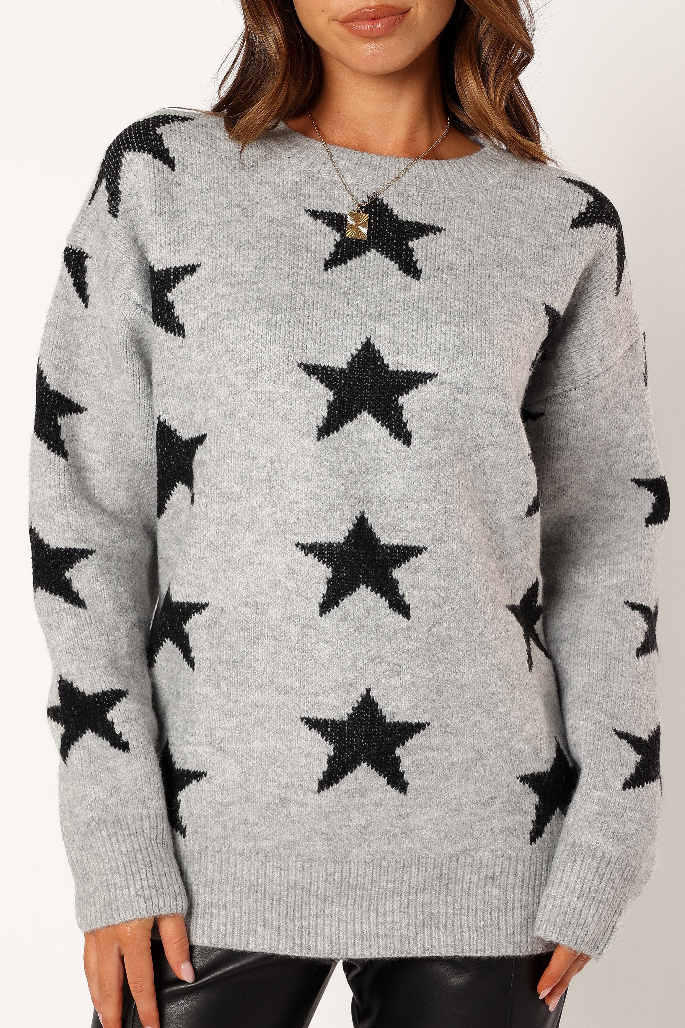 Janiyah Star Knit Sweater - Grey Black