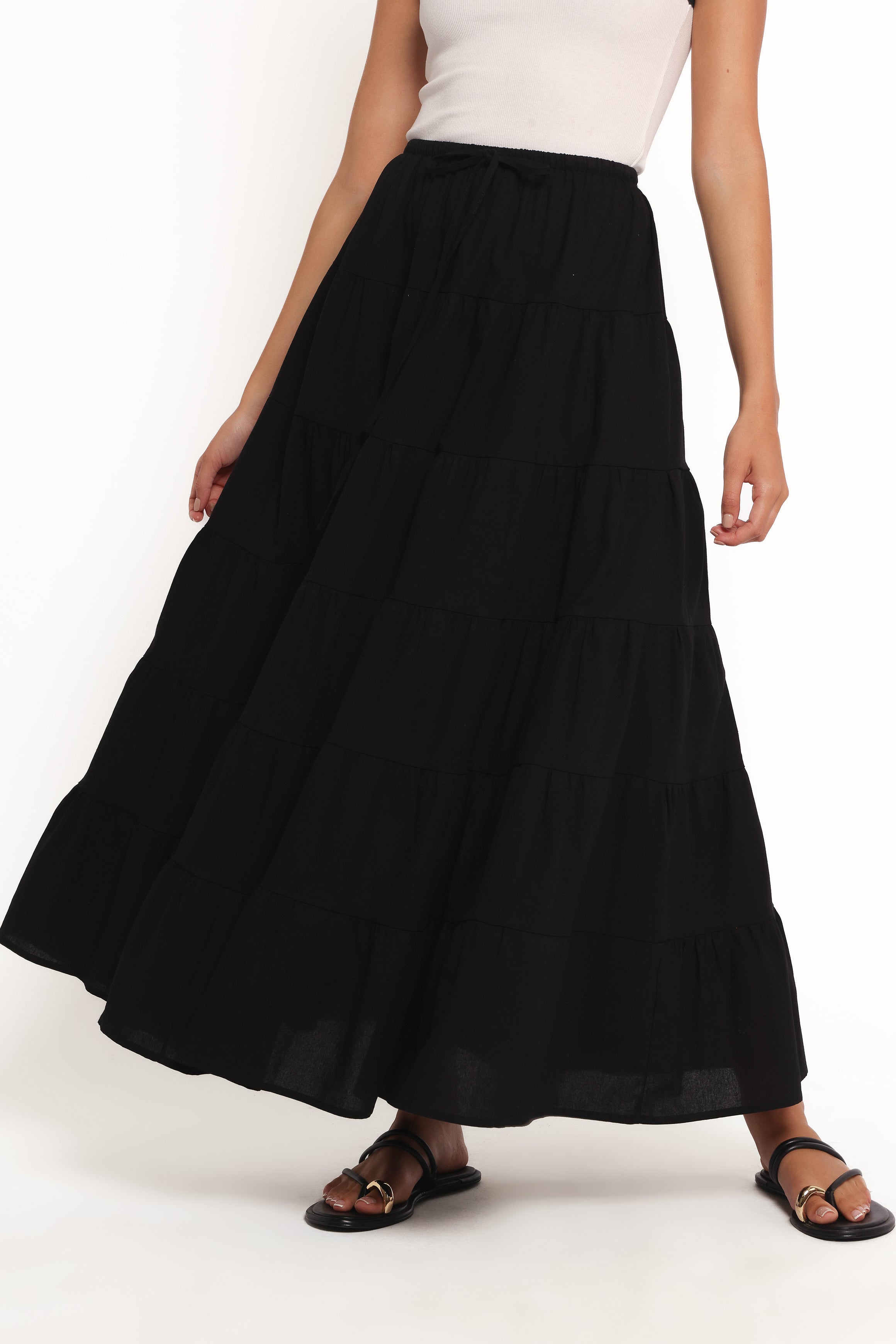 Archy Tiered Maxi Skirt - Black