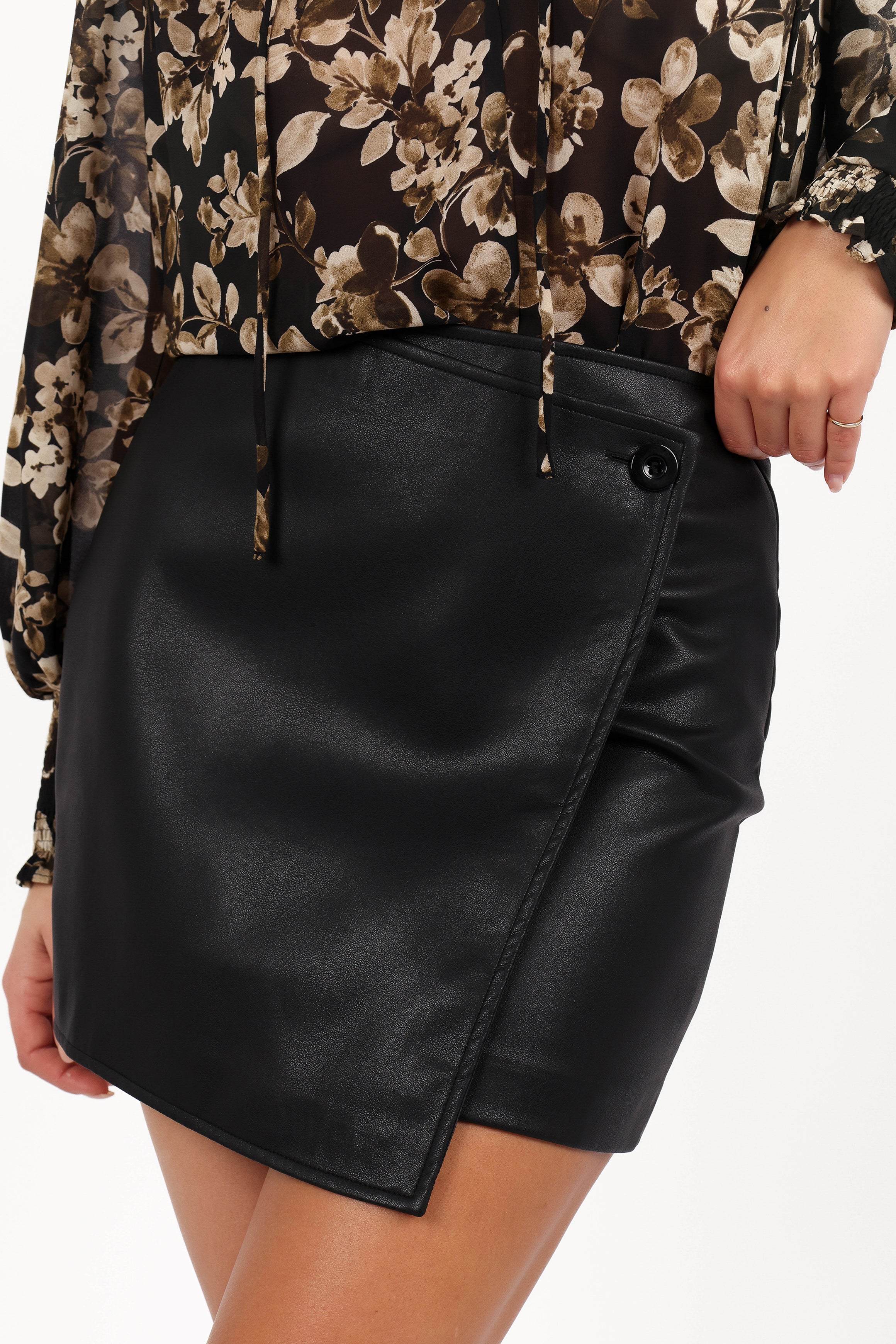 Rebecca Faux Leather Mini Skirt - Black