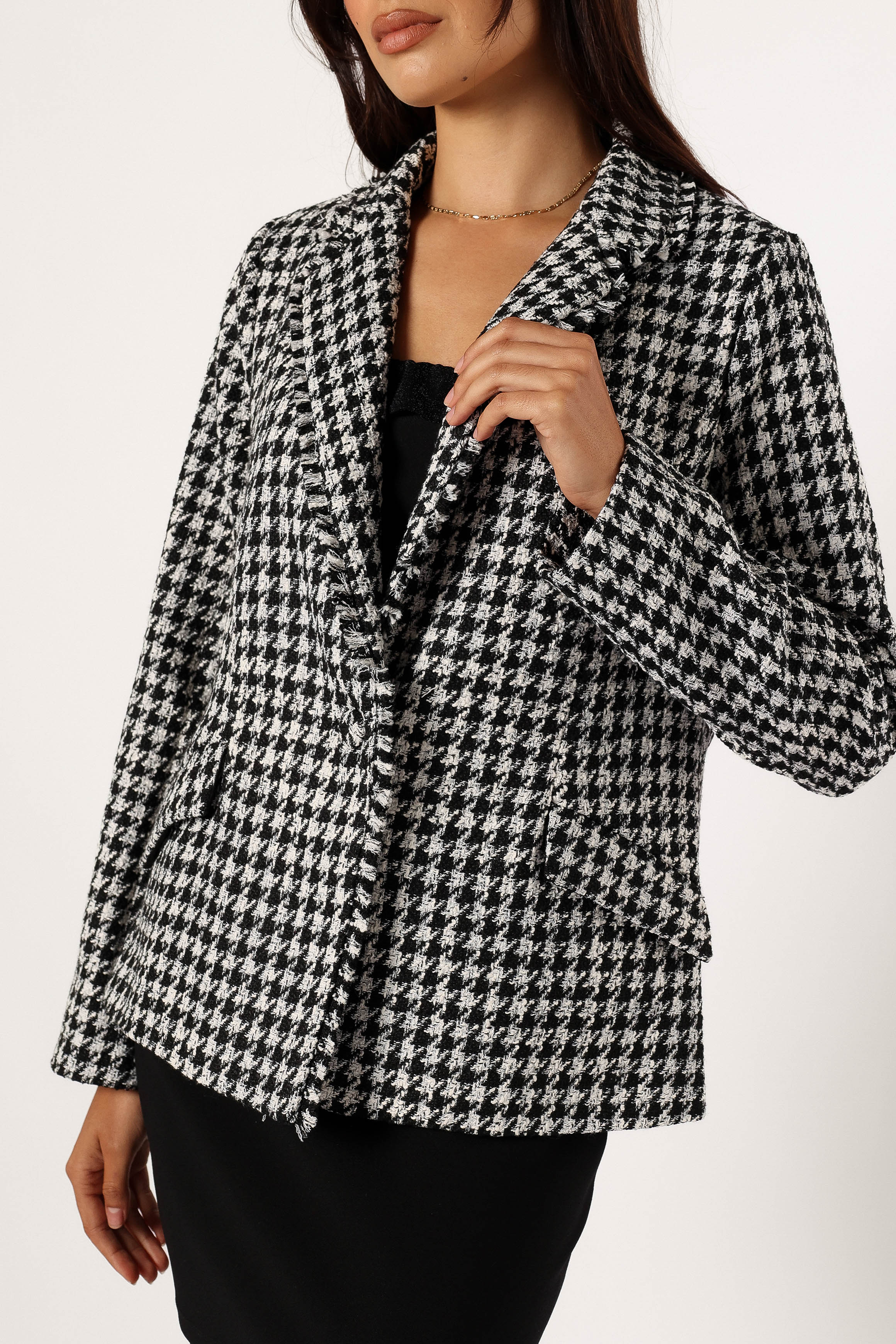 Leighton Houndstooth Blazer - Cream