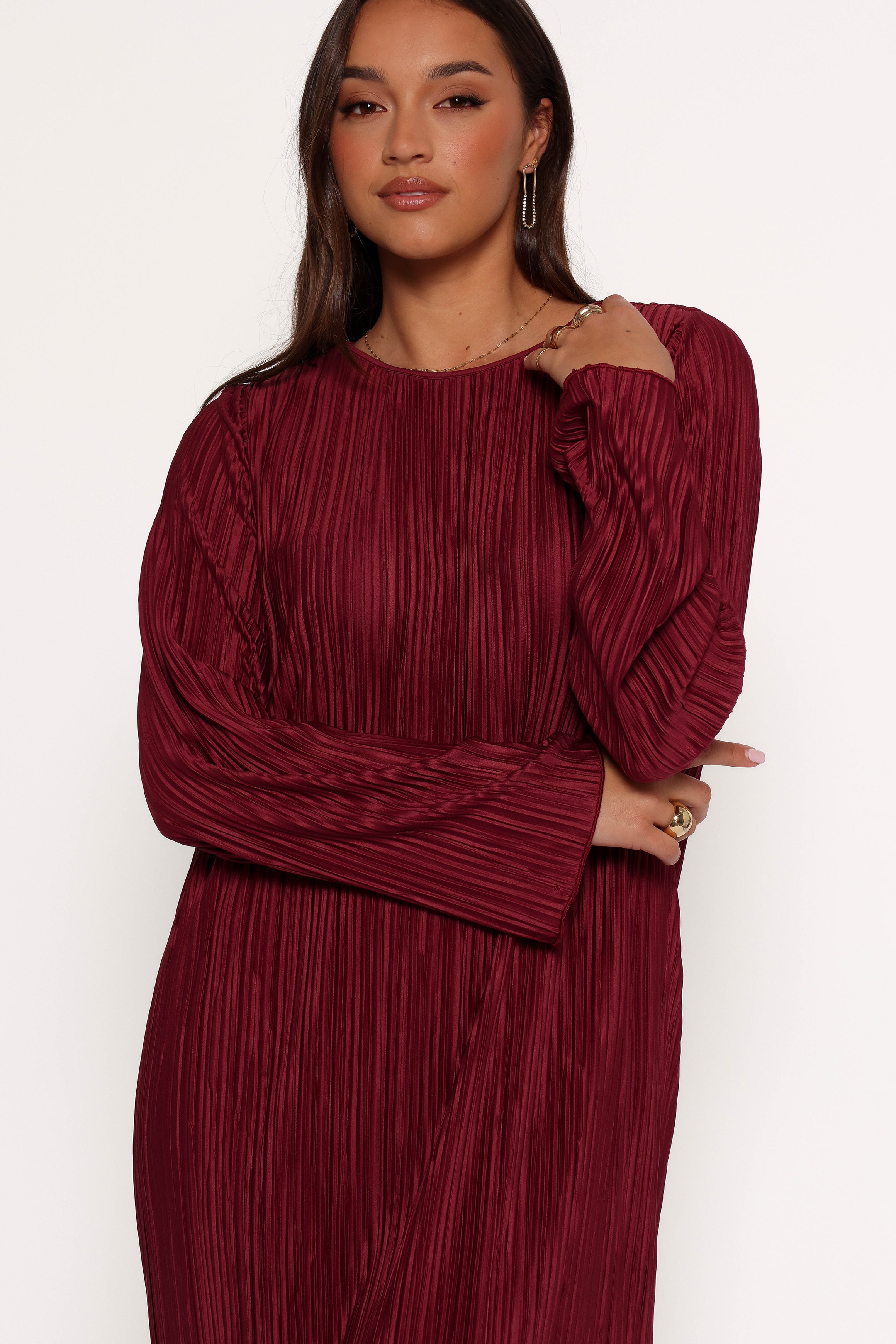 Tannikah Plisse Midi Dress - Ruby Wine