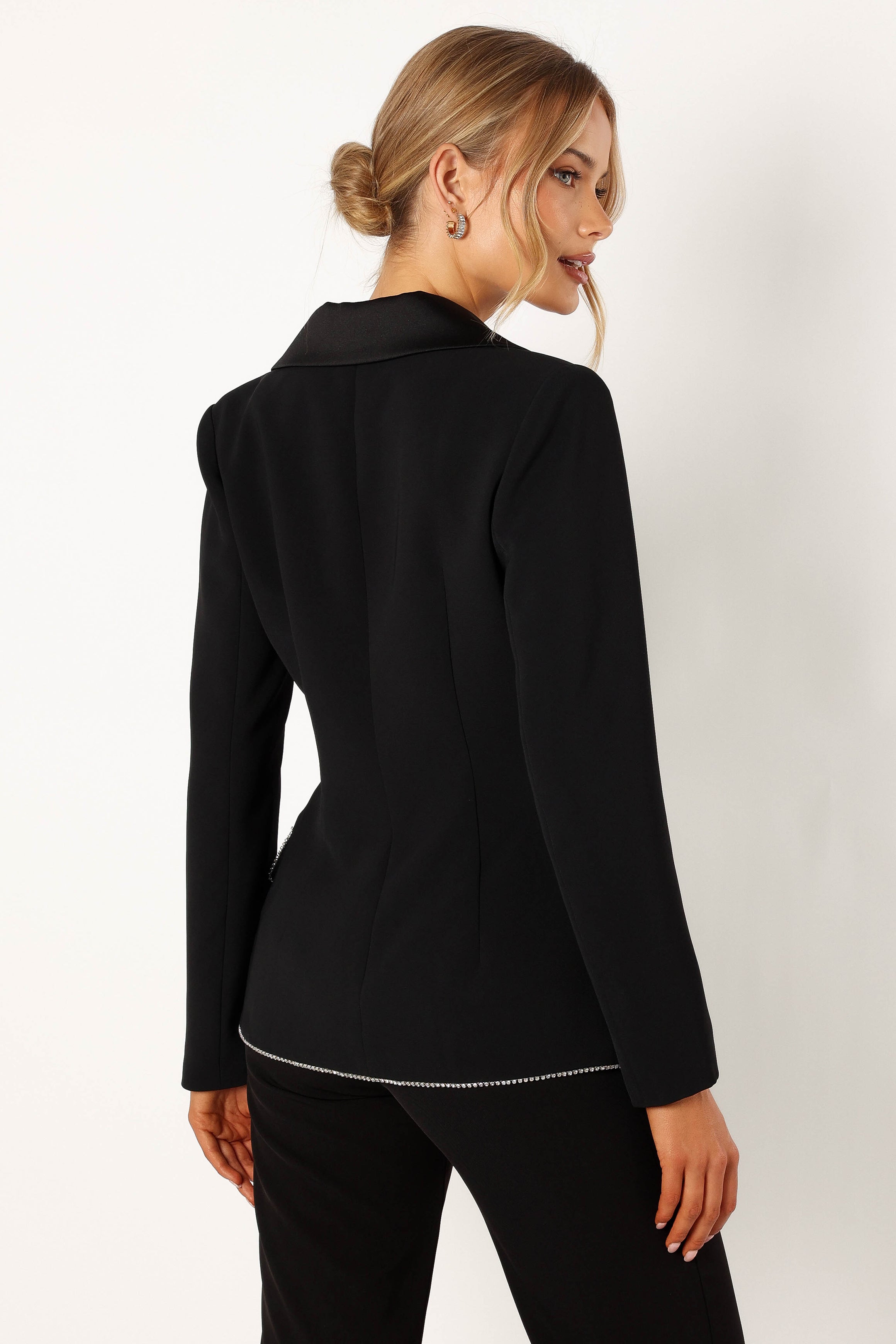 Shiloh Crystal Embellished Blazer - Black