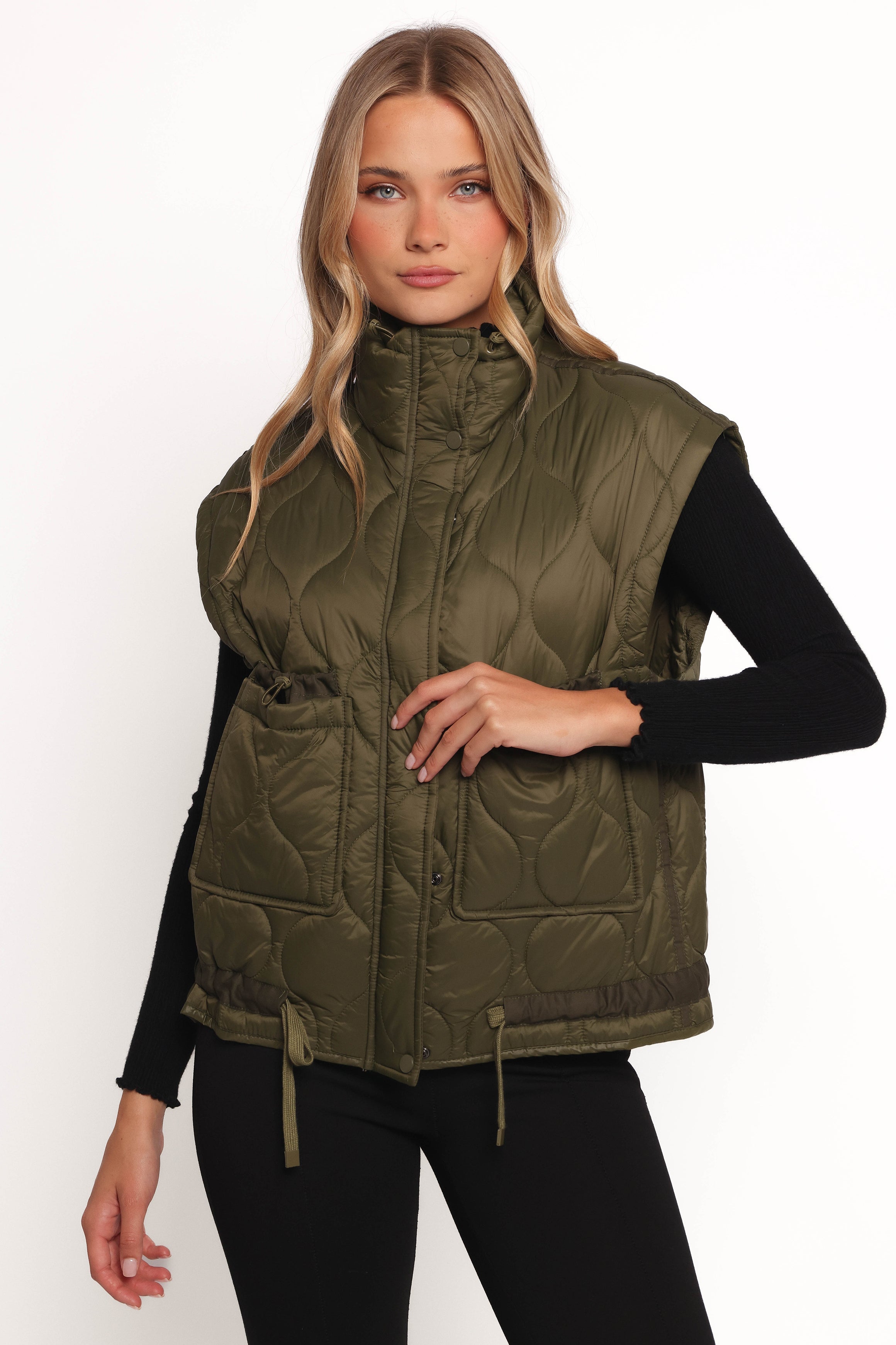 Haven Zip Front Puff Vest - Olive