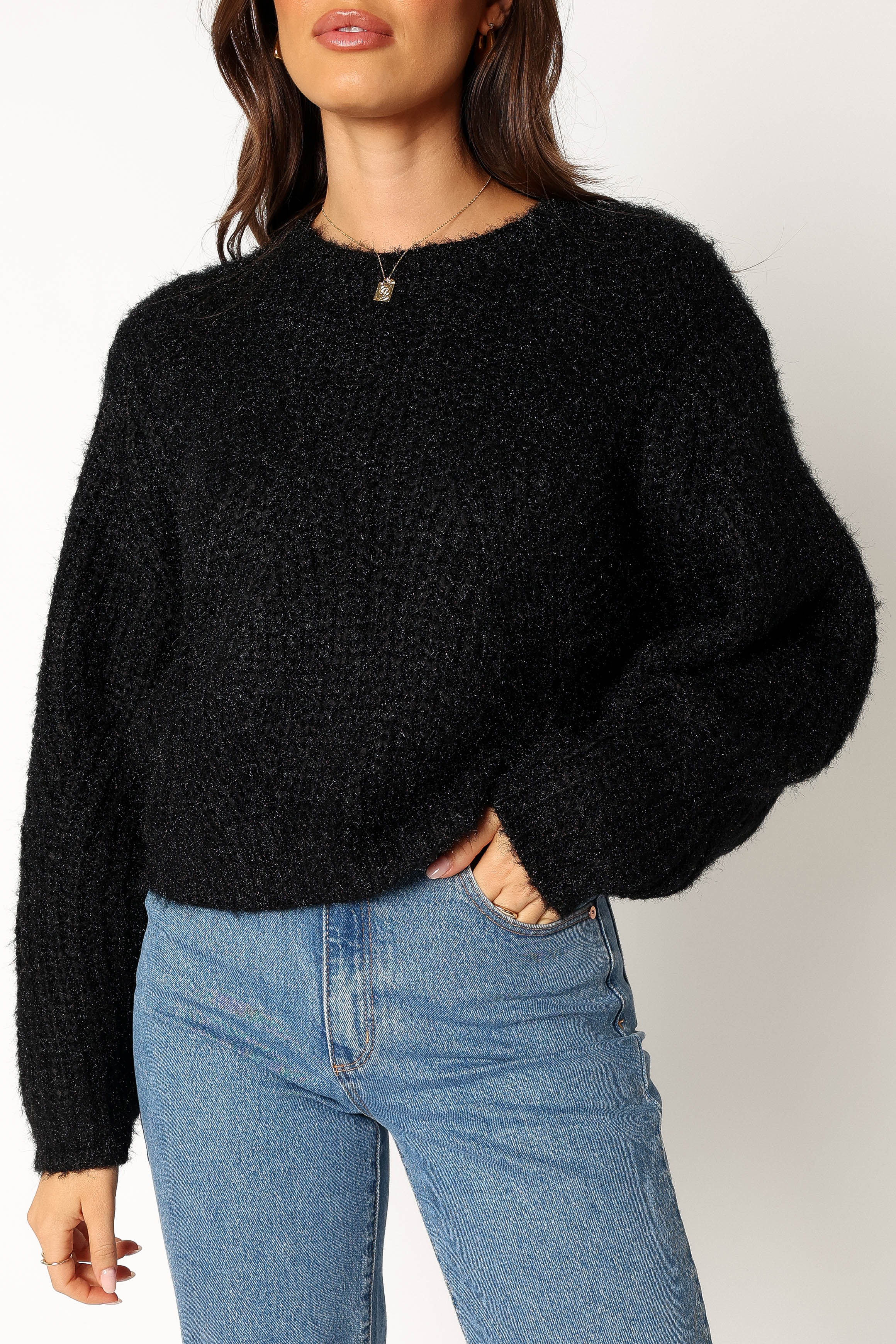 Magnolia Shimmer Knit Sweater - Black