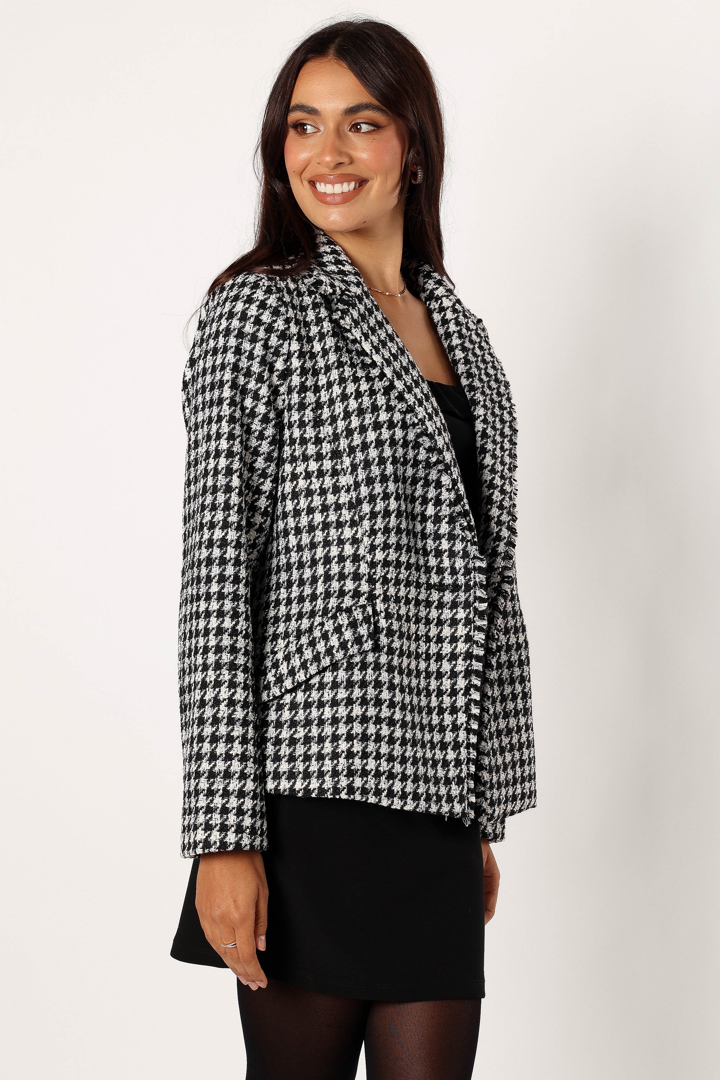 Leighton Houndstooth Blazer - Cream