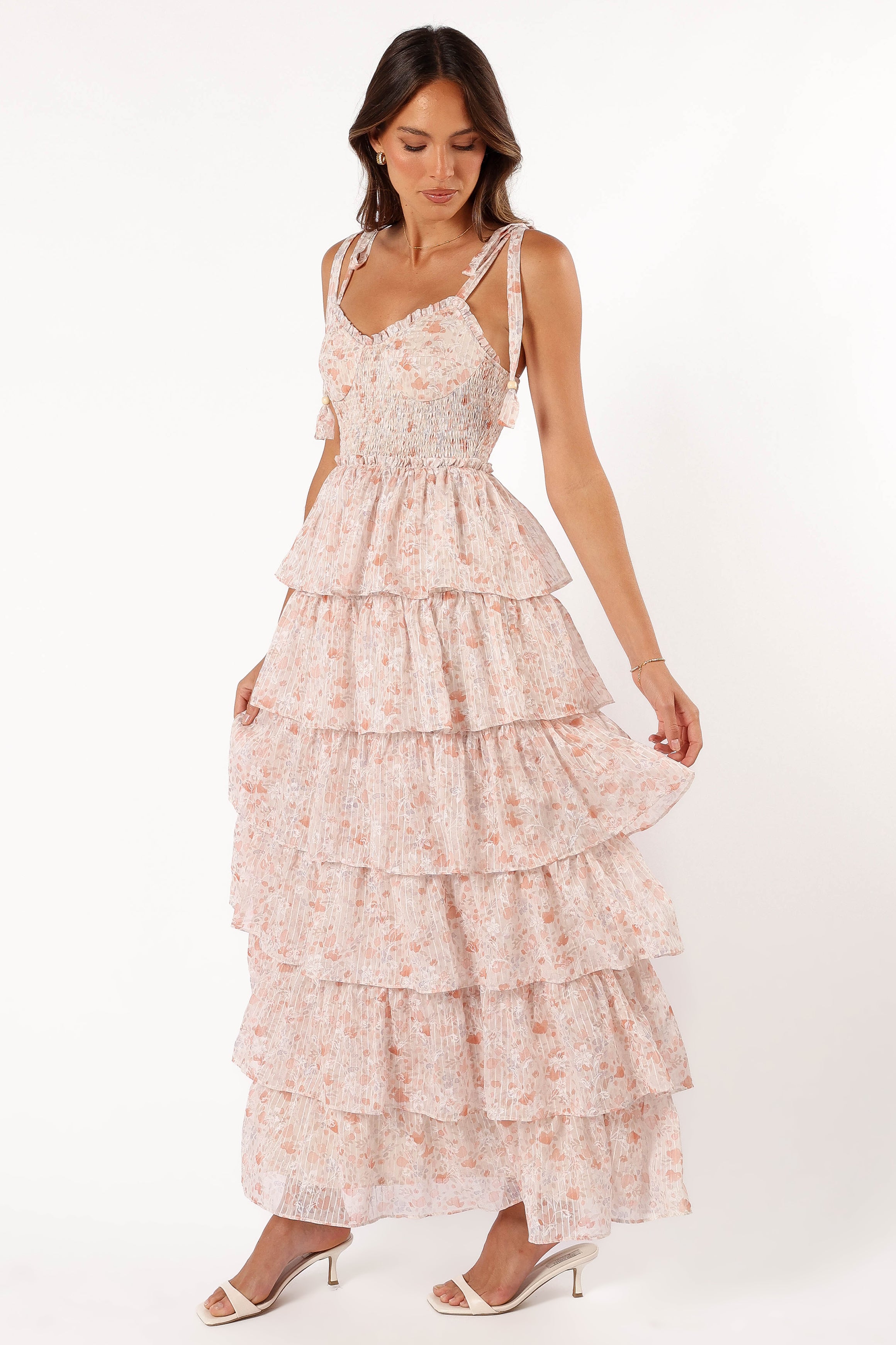 Kristah Maxi Dress - Peach Floral