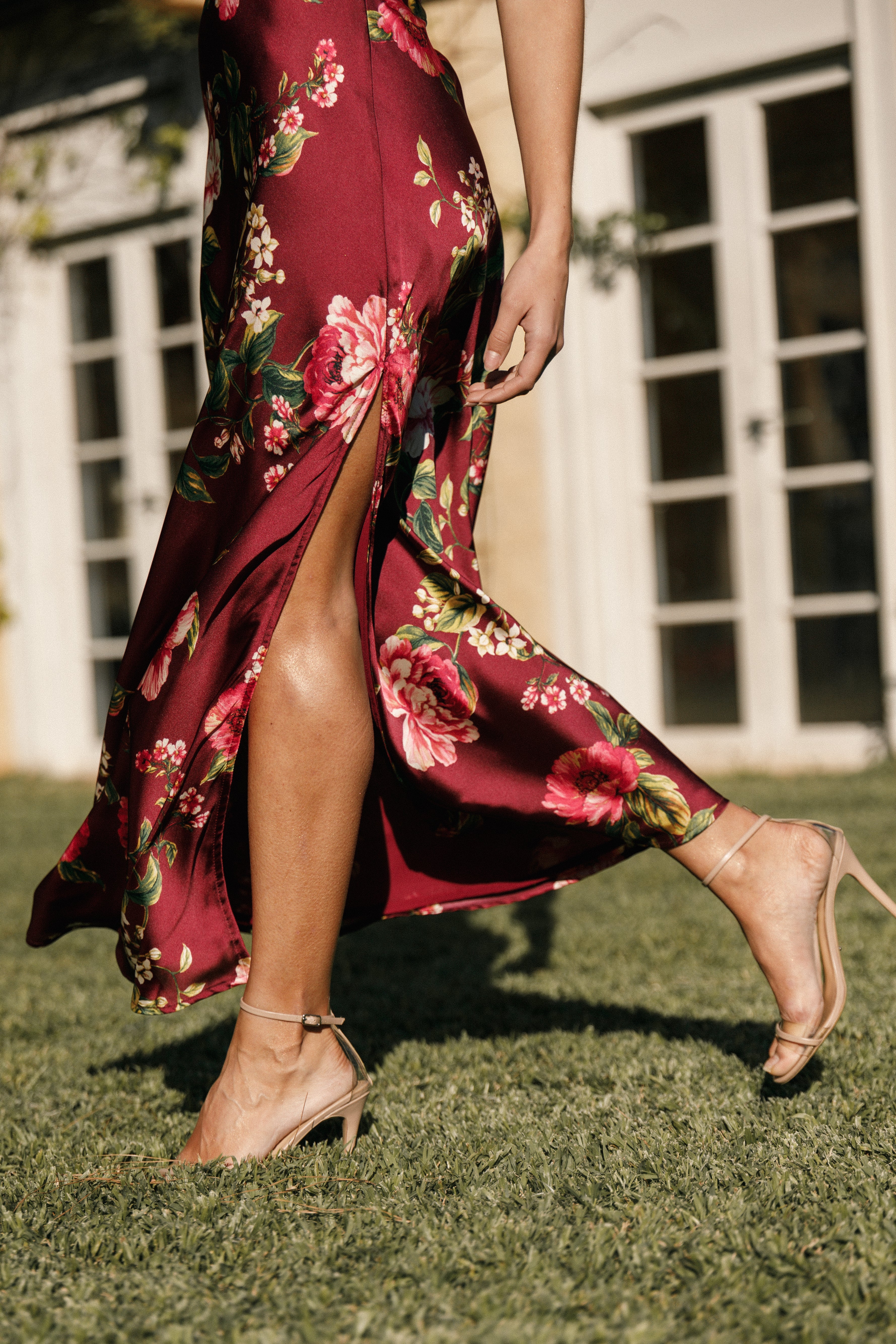 Bryden Maxi Strapless Dress - Burgundy Floral