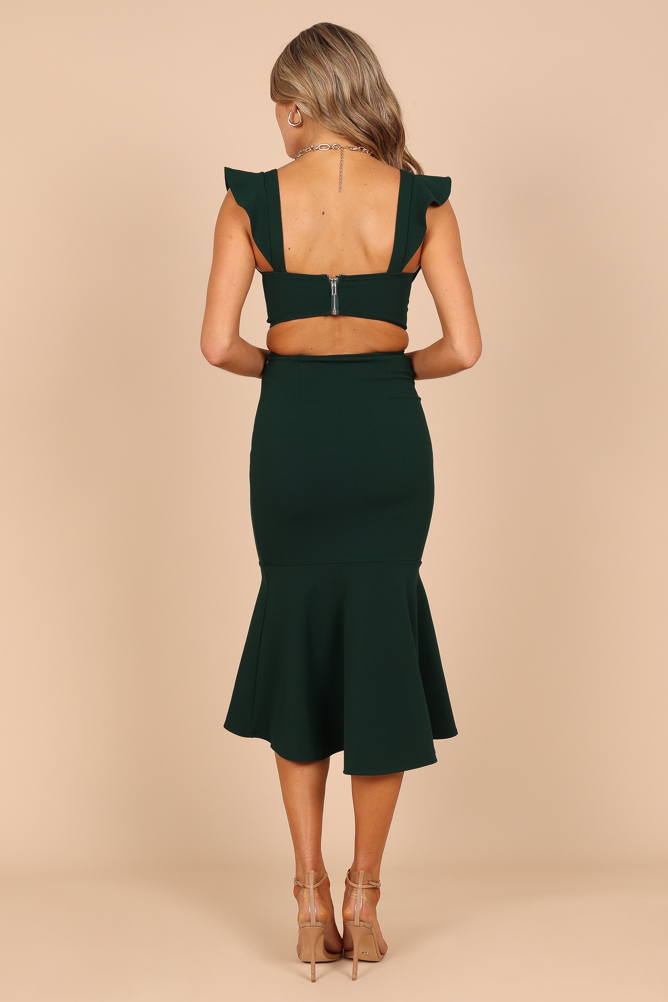 Yvonne Hi Lo Midi Dress - Emerald