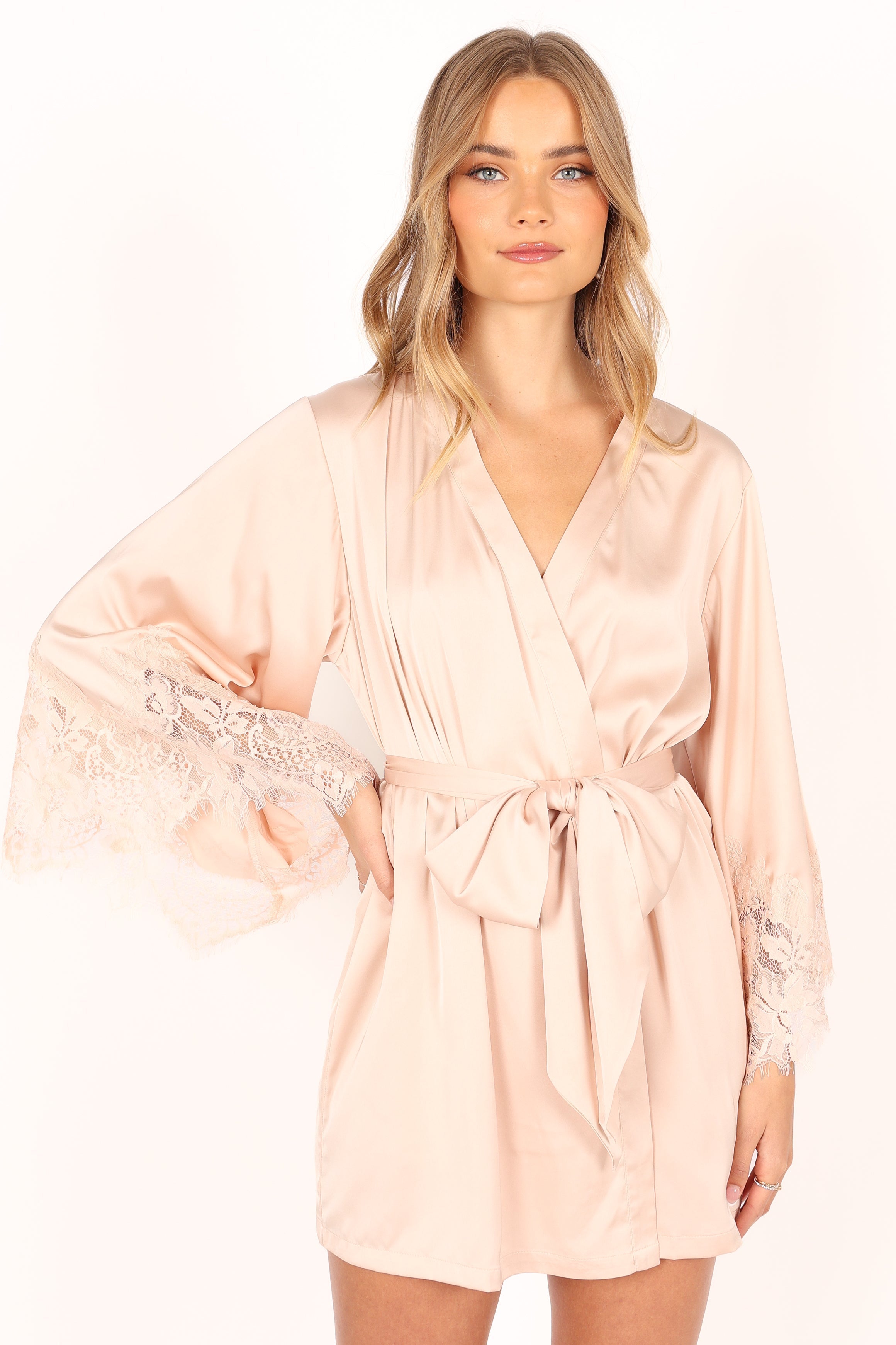 Dara Lace Trim Robe - Blush