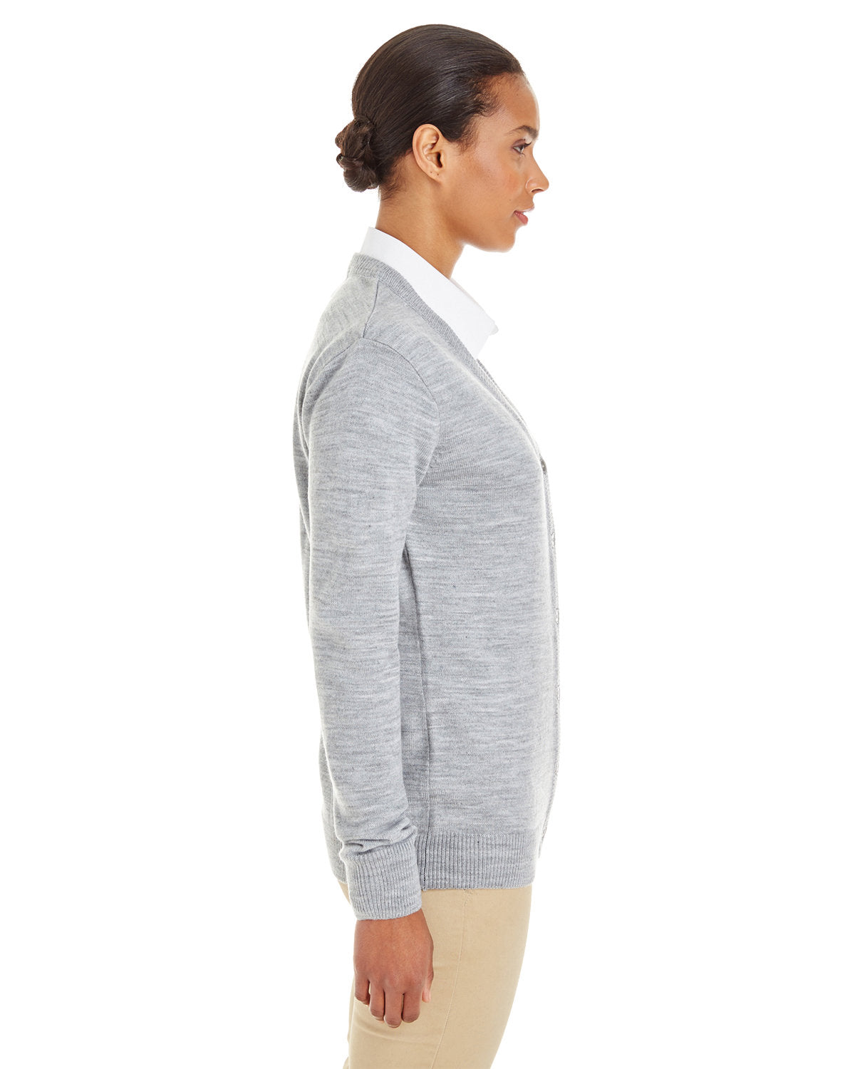 OUTLET-Harriton Ladies Pilbloc V-Neck Button Cardigan Sweater