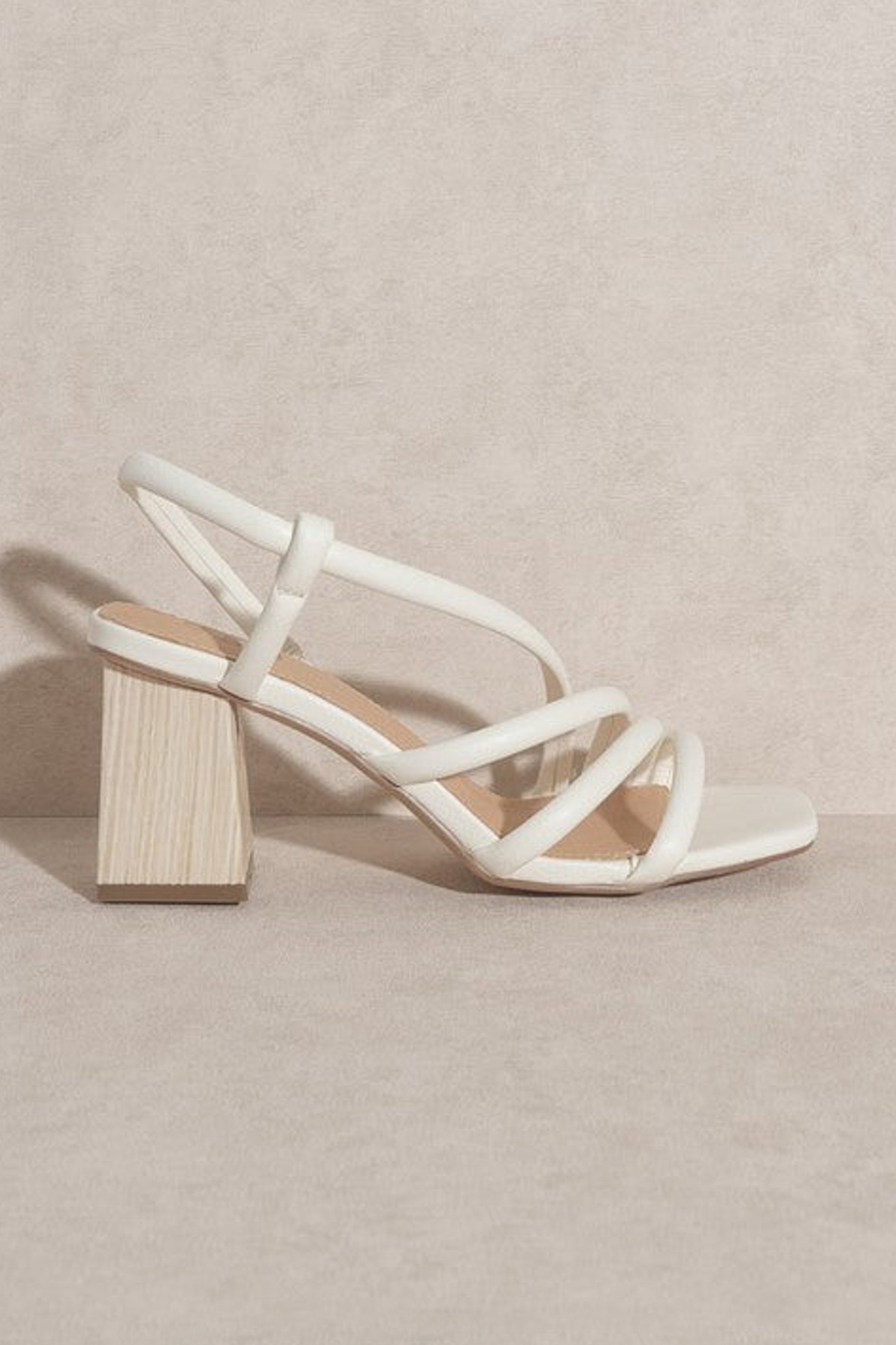 Ashley Wooden Heel Sandal - White