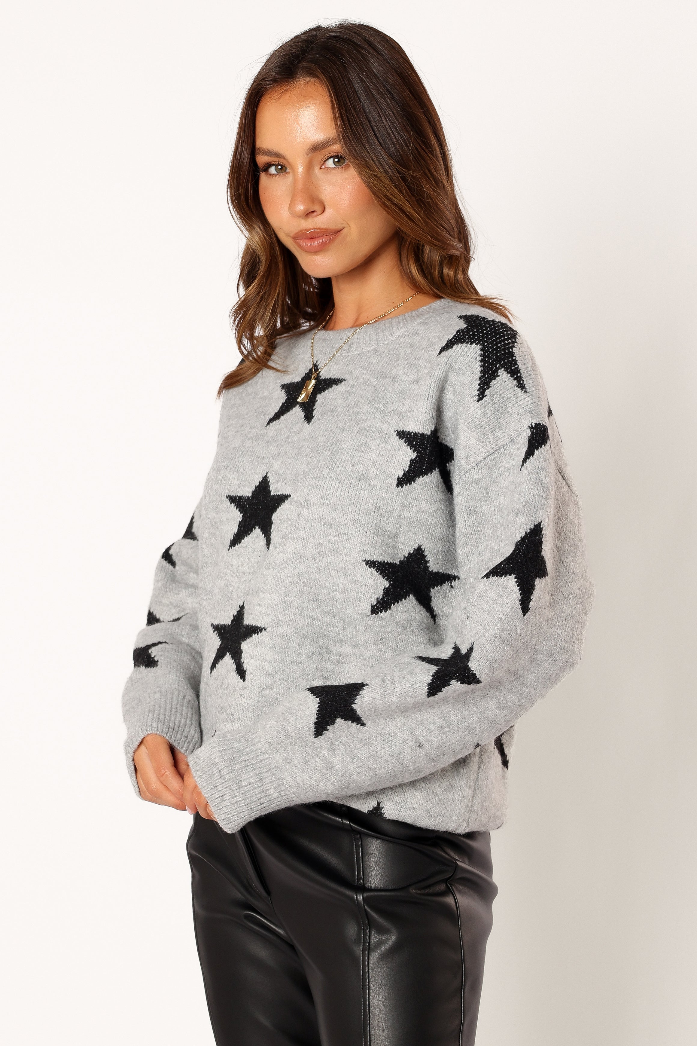 Janiyah Star Knit Sweater - Grey Black