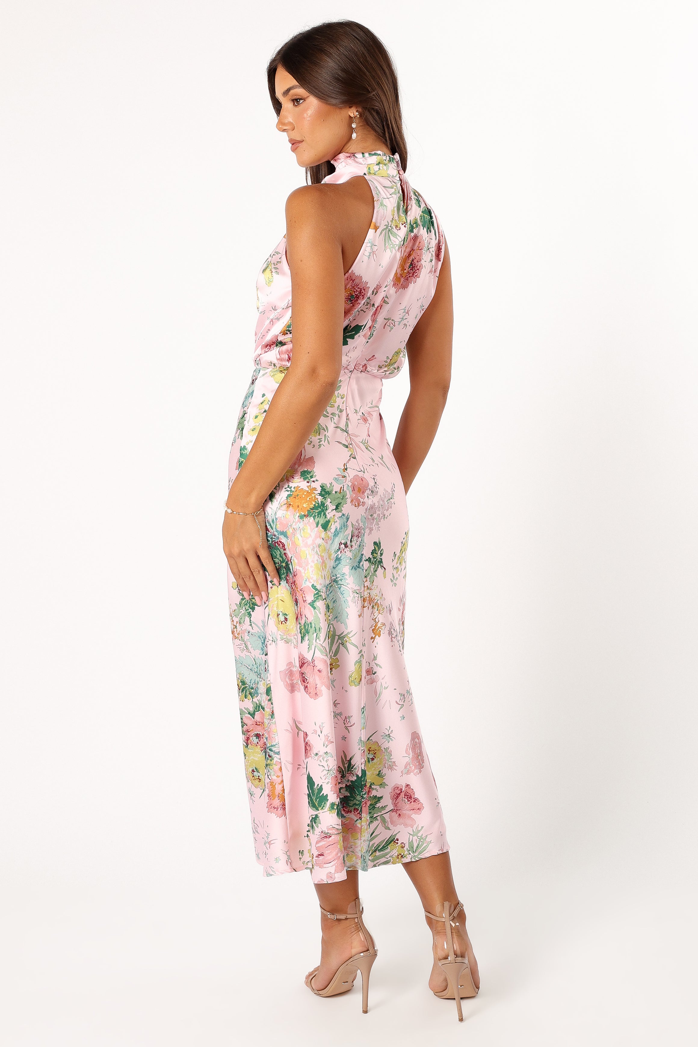 Anabelle Halter Neck Midi Dress - Pink Floral