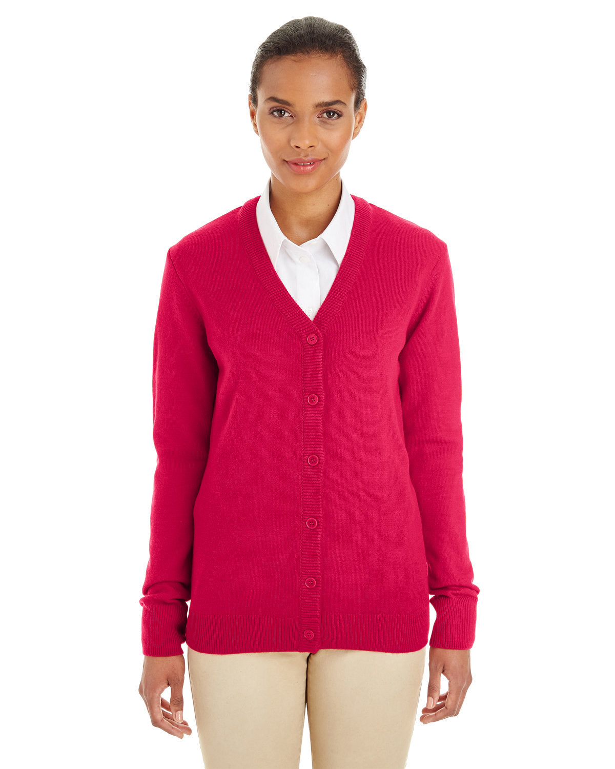 OUTLET-Harriton Ladies Pilbloc V-Neck Button Cardigan Sweater