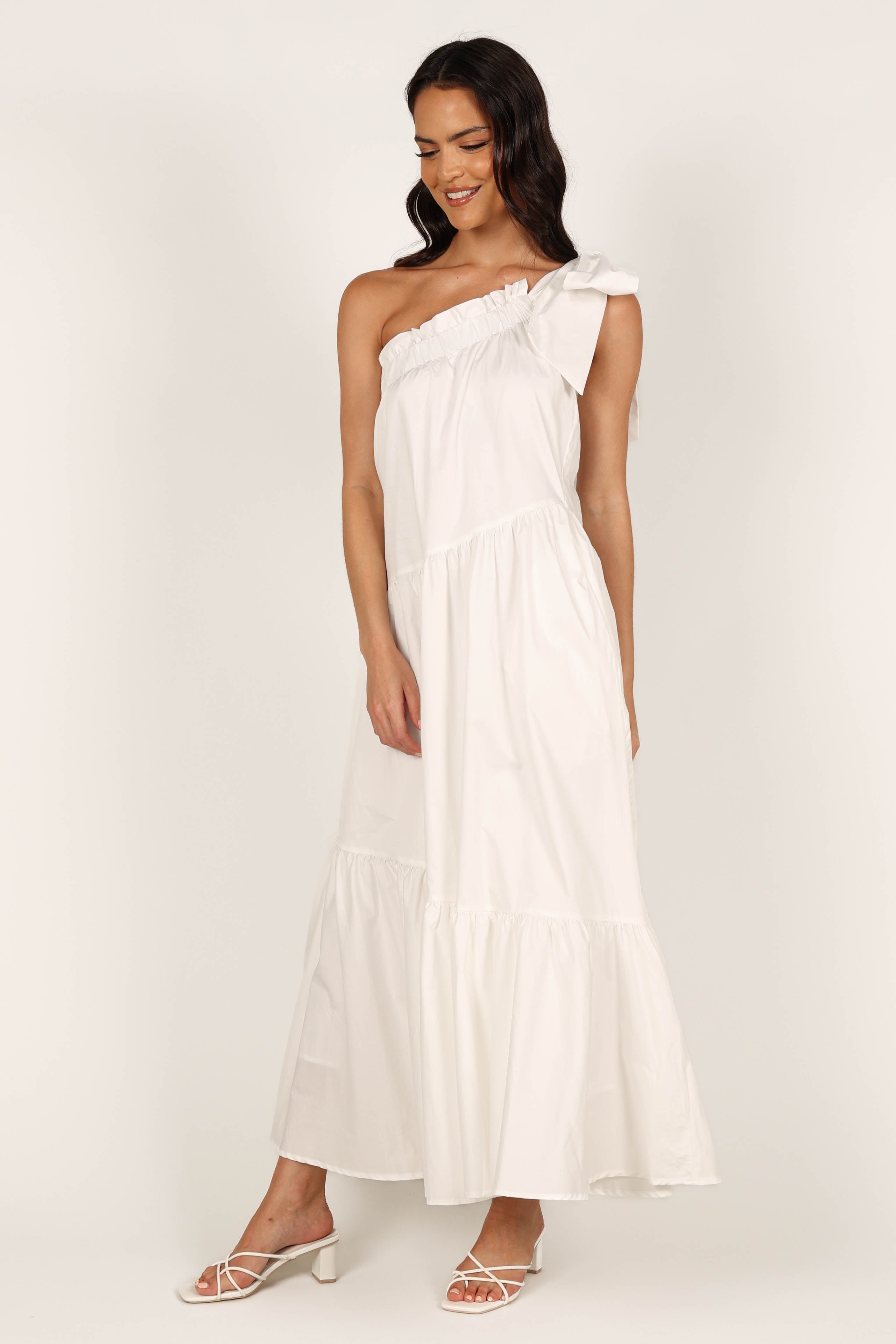 Ava One Shoulder Maxi Dress - White