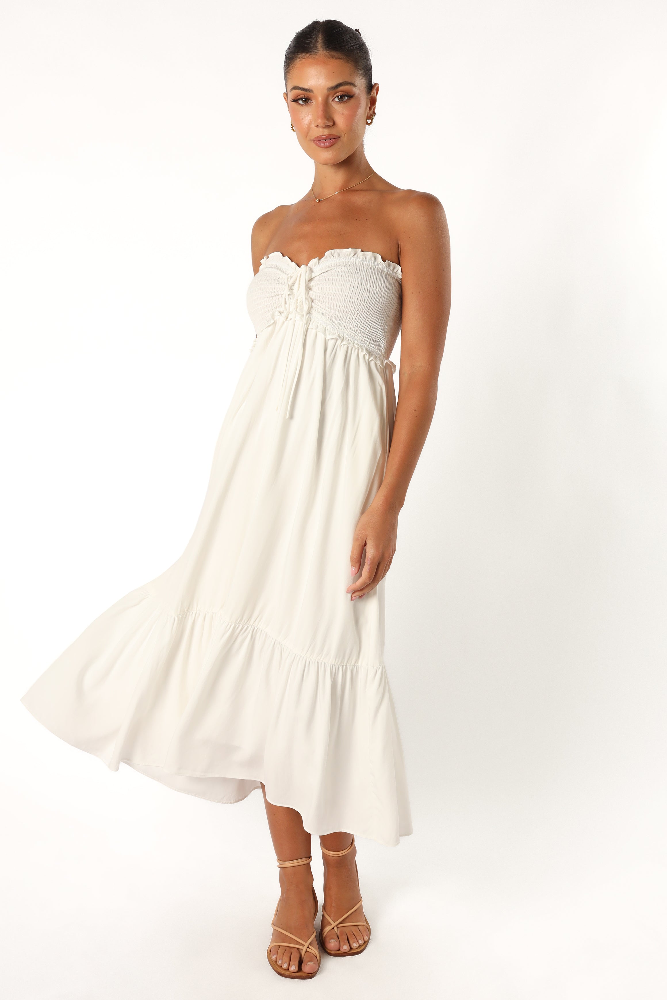 Dayton Strapless Midi Dress - White