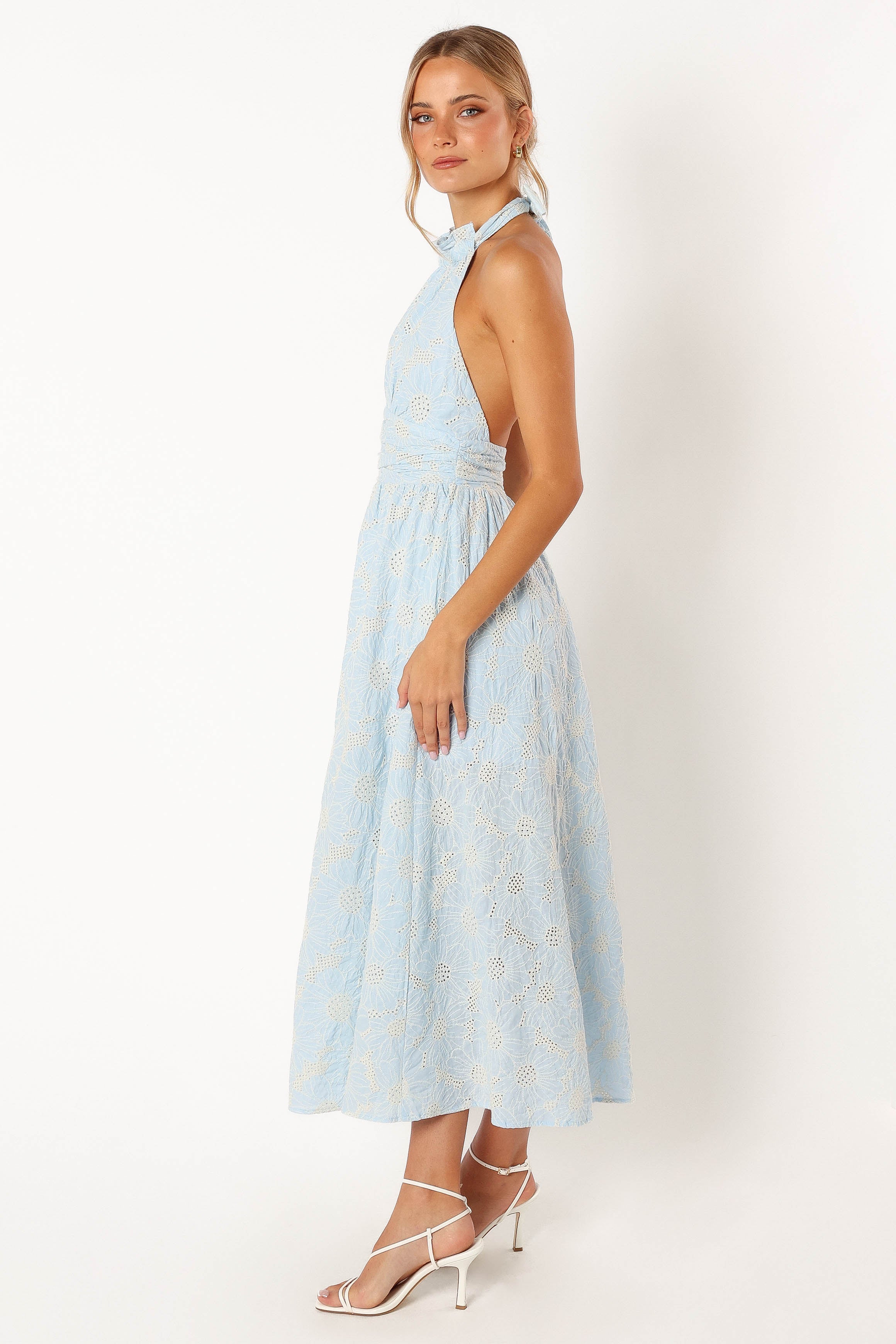 Taila Halterneck Midi Dress - Blue Floral