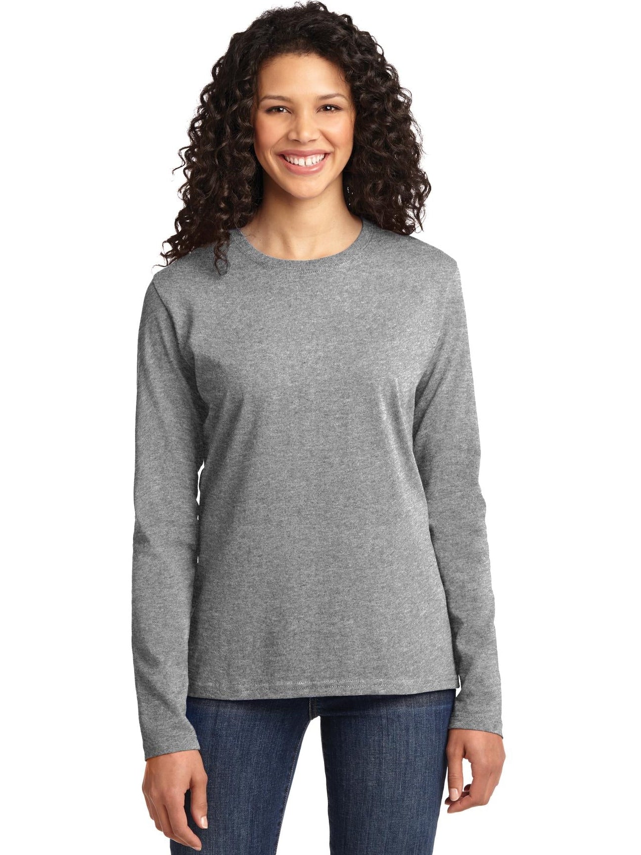 OUTLET-Port & Company Ladies Long Sleeve Cotton T-Shirt