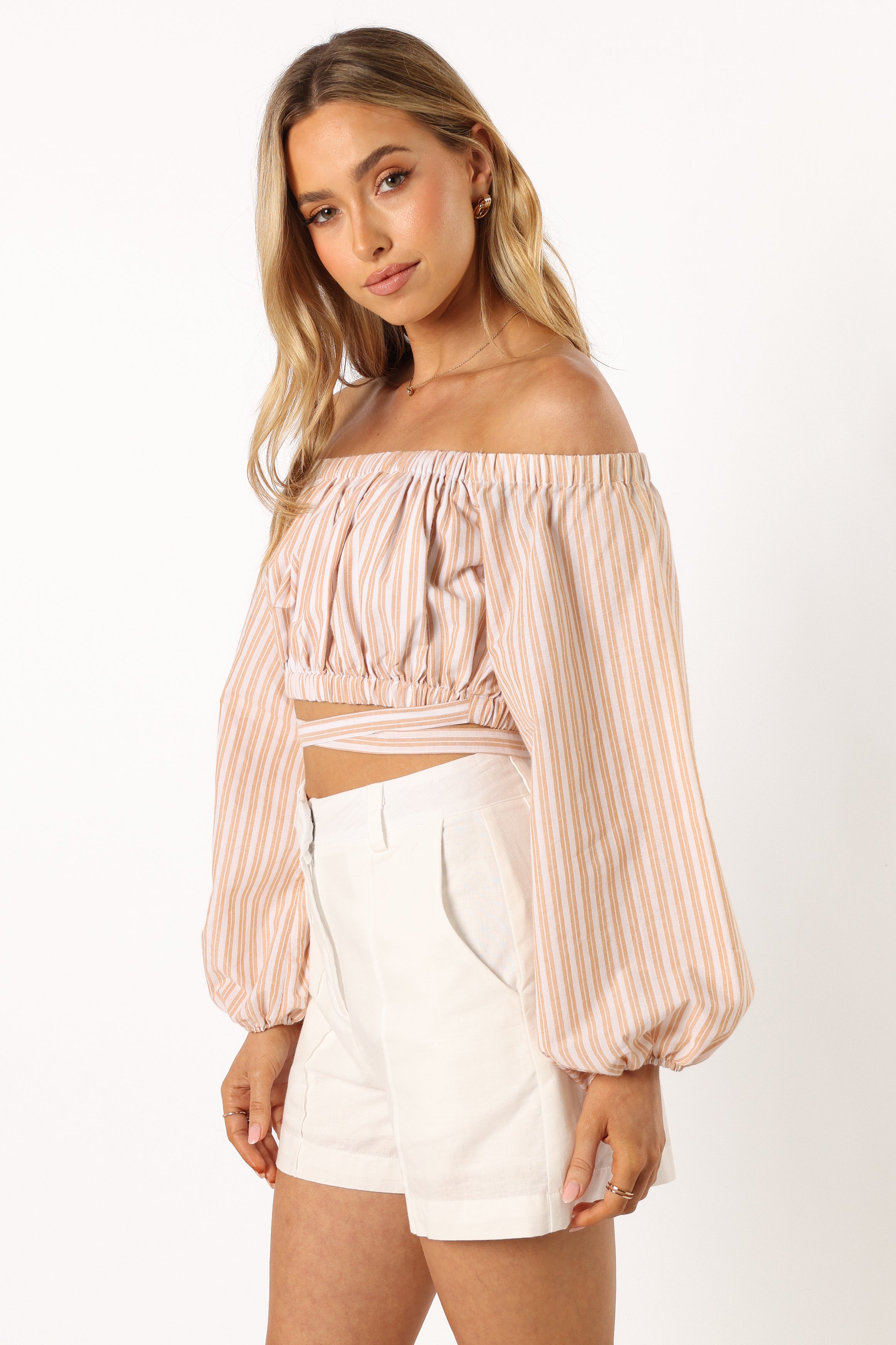 Emilia Wrap Top - Beige Ivory