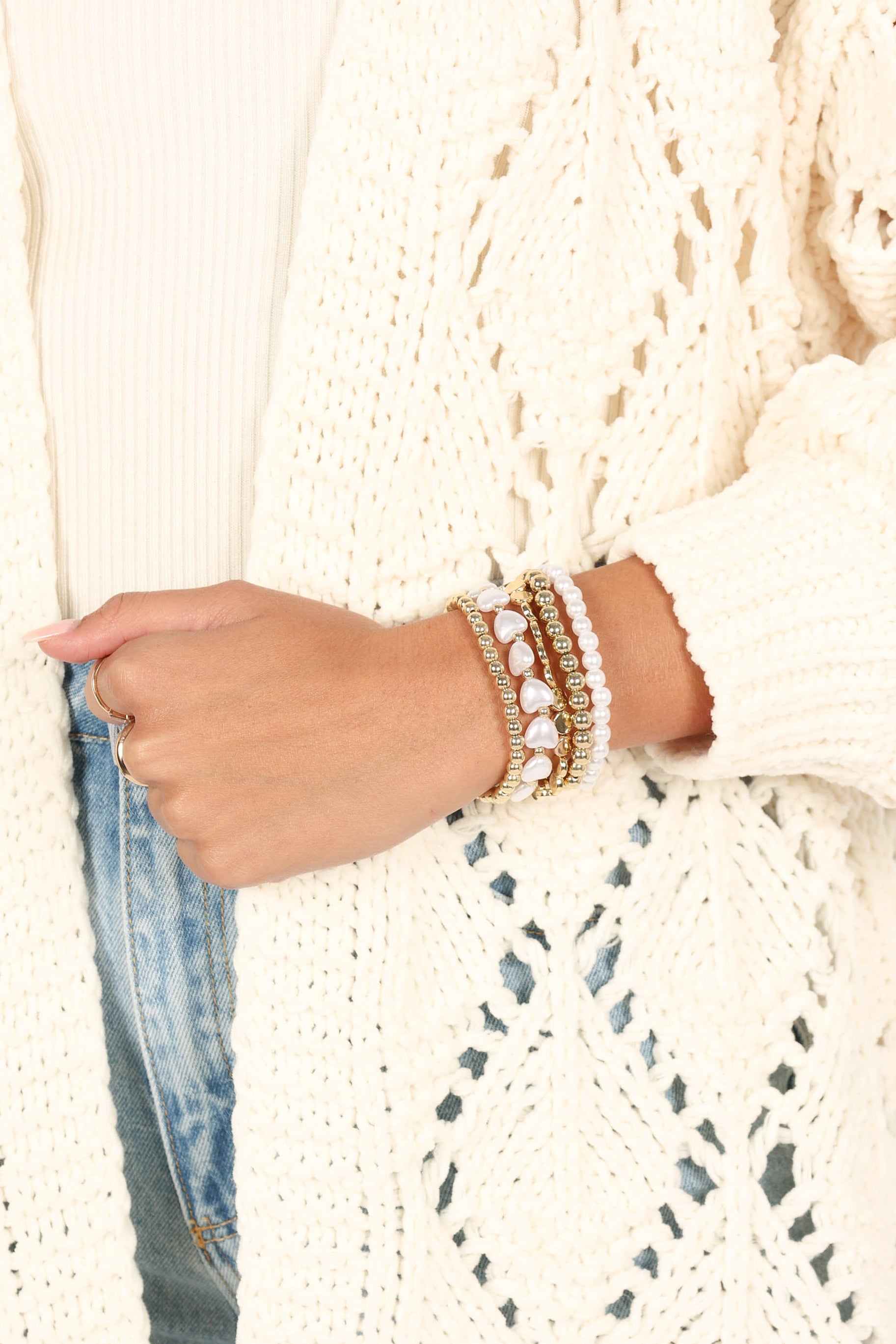 Angelique Bracelet Set - Gold Pearl