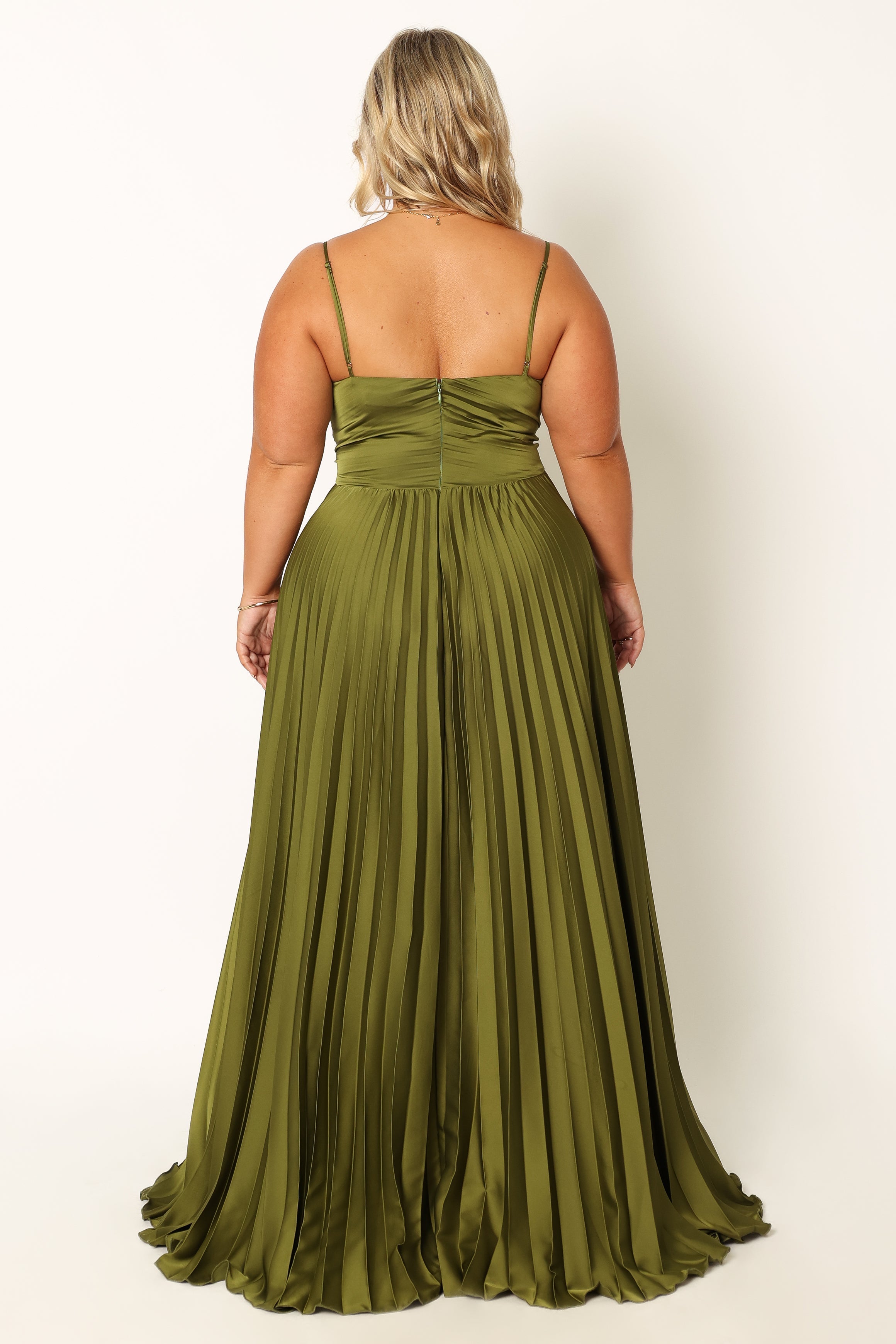 Naira Pleated Maxi Dress - Palm Green