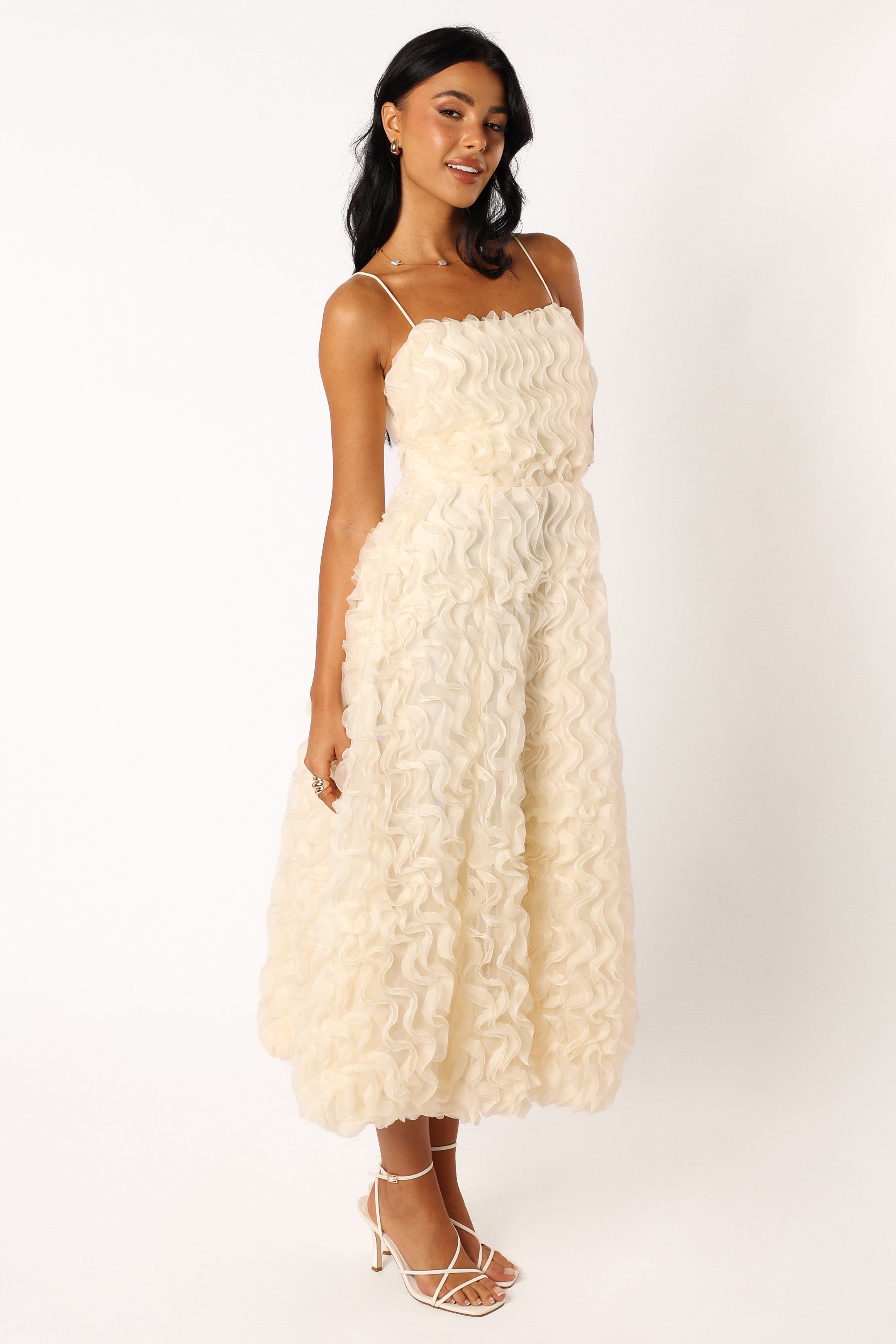 Kade Textured Midi Dress - White